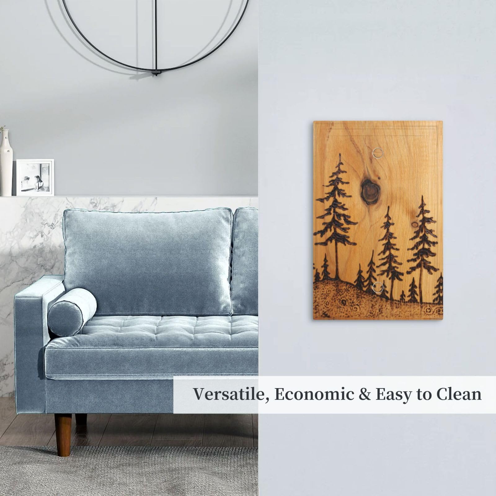 Rustic Pine Tree Wood Grain Print Single Blank Light Switch Cover - Decorative Plastic Farmhouse Electrical Switch Plate - Standard Size 4.5