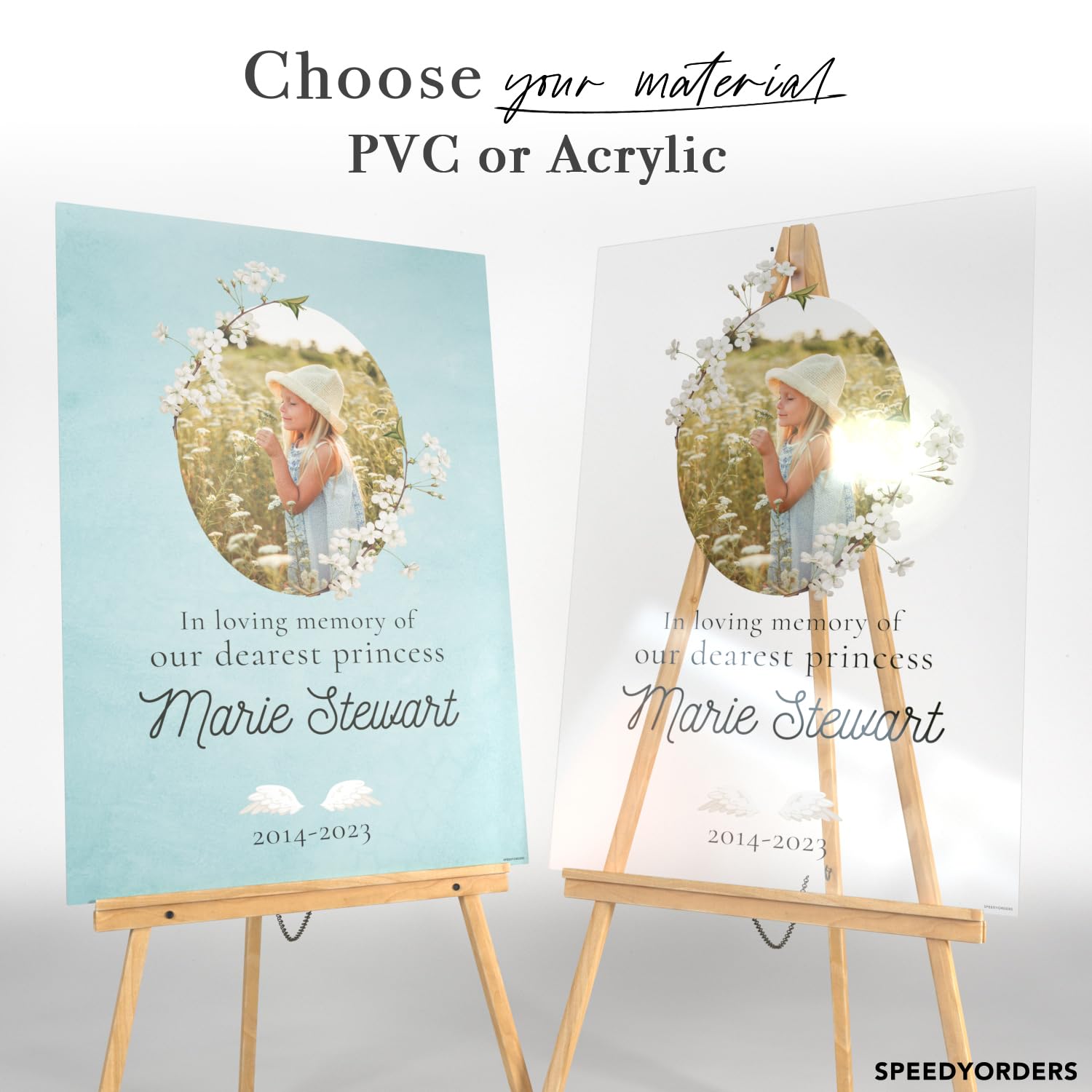 Personalized In Loving Memory Funeral Sign with Photo - Custom Celebration of Life Memorial Sign - PVC Board Funeral Decor for Home, Church & Memorial Services