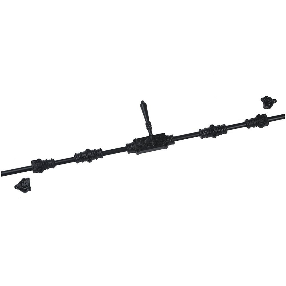 9 Feet Iron Lever Style Door Cremone Bolt - Black Powder Coat Finish - Right Hand Configuration - Secure Sliding Doors, Patio Gates & Barn Entries