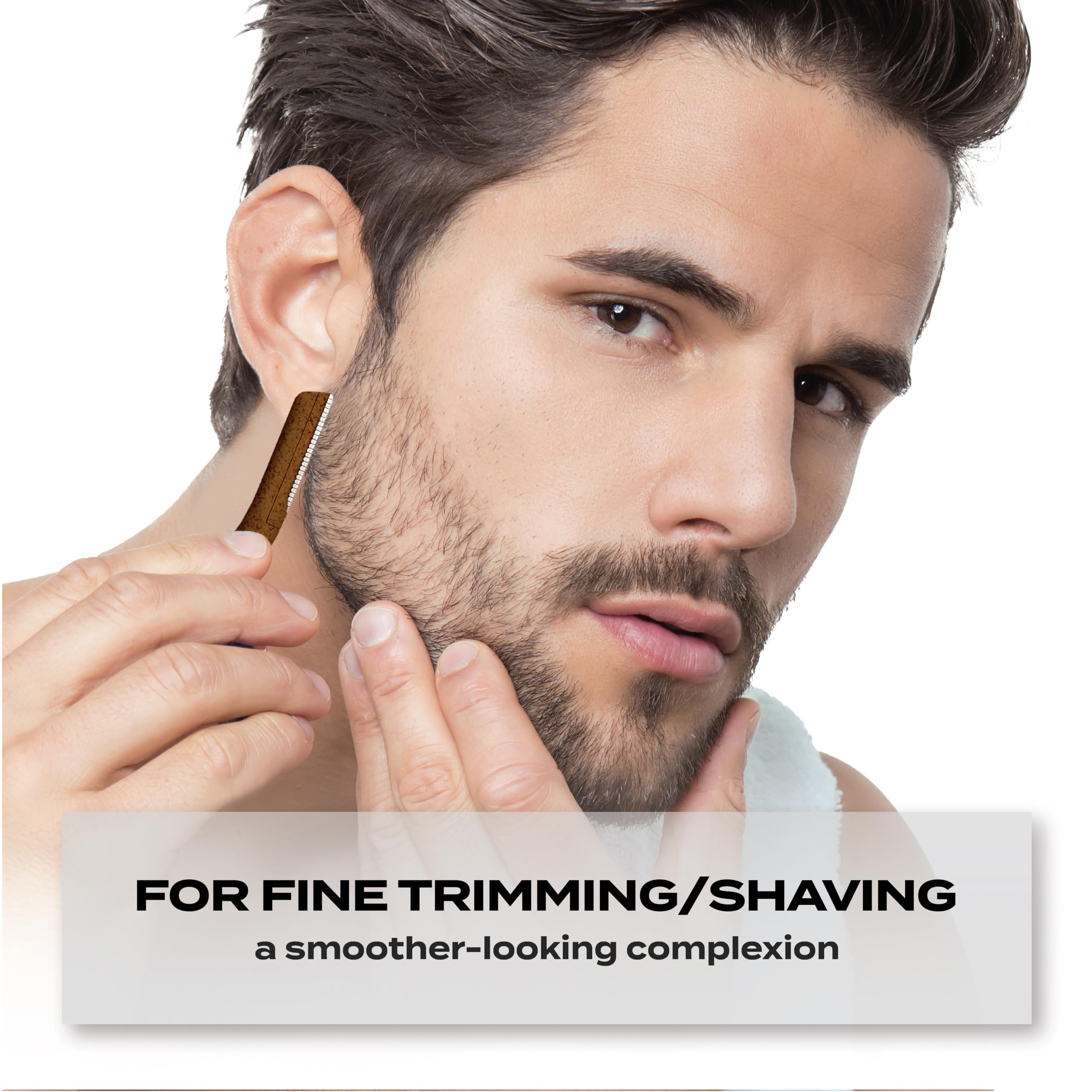 TADA Natural - 12PCS Straight Razors for Men & Women | Eyebrow Shaping, Beard Trimming, Disposable Razors (Brown) | Perfect for Travel, Salon & Personal Grooming