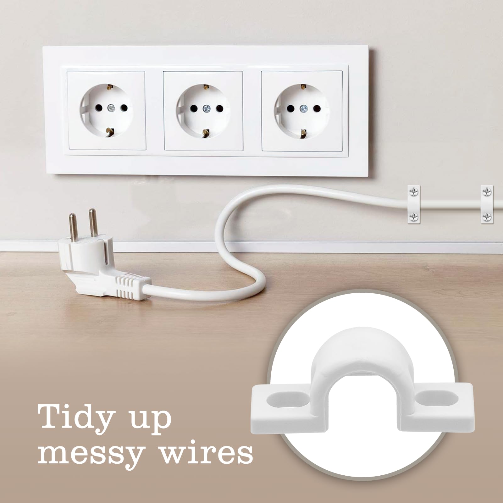 12Pcs White Plastic Wire Shelf Loop Clips - 8.5mm Wall Mounted Brackets for Wire Shelving, Drywall & Concrete Installation - Perfect for Garage Storage, Pantry Organization & Closet Shelving Systems