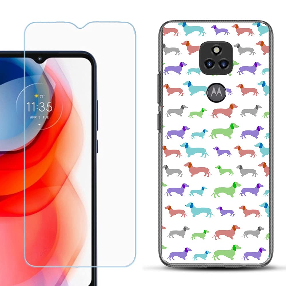 Durable TPU Phone Case for Motorola Moto G Play 2021 with Screen Protector - Cute Dachshund Design for Daily Protection