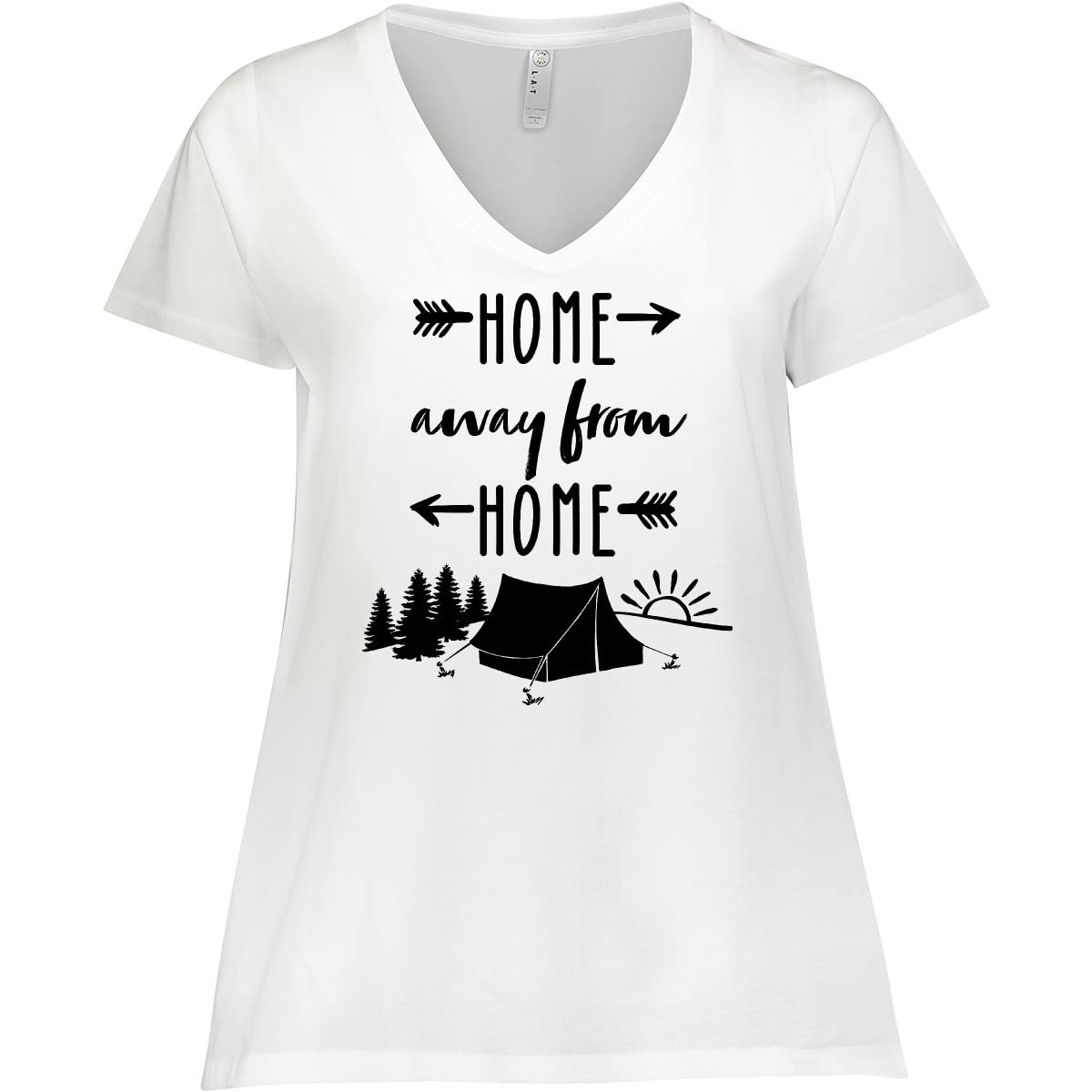Inktastic Home Away from Home - Women's Plus Size V-Neck T-Shirt for Camping & Outdoor Adventures | Soft & Comfortable Casual Wear for Hiking, Travel & Relaxation