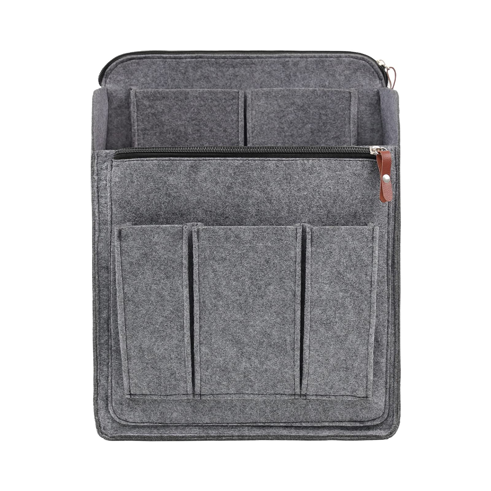 Surblue Felt Backpack Organizer Insert - Large Capacity Zippered Liner with Dividers for Travel Rucksacks & Daypacks | Foldable Shoulder Bag Organizer for Men & Women (Grey, XL) | Perfect for Travel, Work, School & Daily Commute