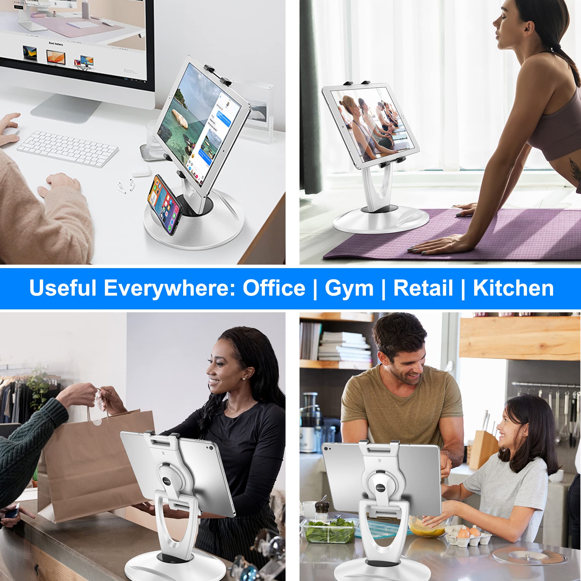 Adjustable Tablet Stand for Desk & Clear Acrylic Monitor Riser - TS-8W + MS-2 Set | Perfect for Home Office, Workstation & Digital Art Studio