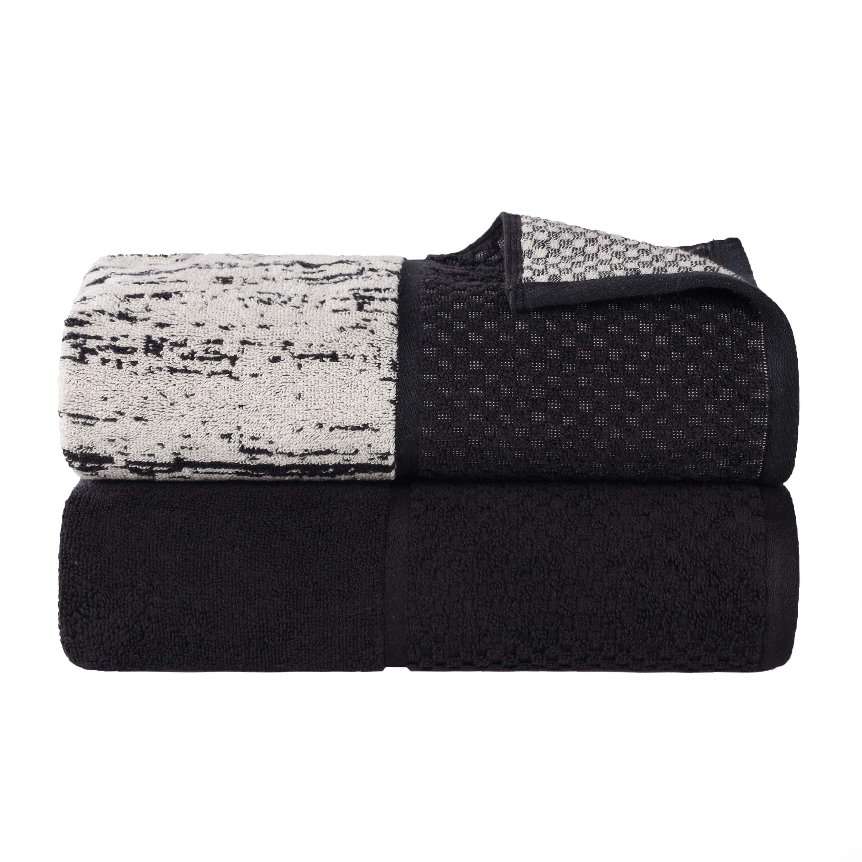 Lodie Cotton Plush Jacquard Bath Sheet Set of 2 - Ultra Soft & Absorbent Luxury Towels for Spa, Bathroom & Beach Use