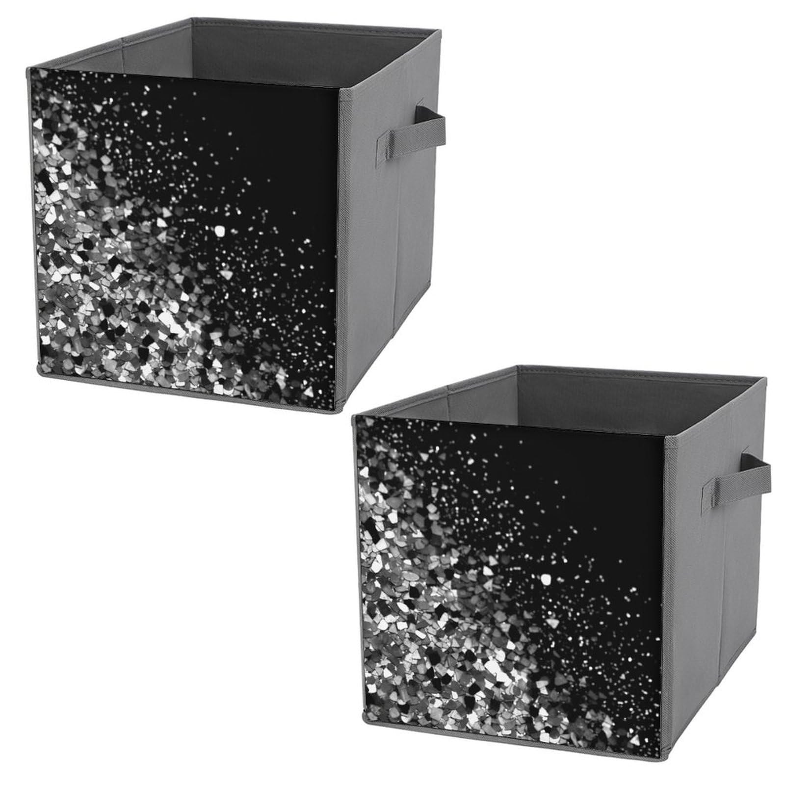 Black & White Glitter Storage Baskets - 2 Pack Decorative Storage Bins for Home Organization | Perfect for Bedroom, Bathroom & Closet Storage Solutions