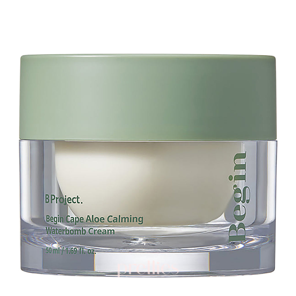 B Project Begin Cape Aloe Calming Waterbomb Cream 50ml - Soothing Hydration for Dry & Sensitive Skin - Perfect for Daily Skincare Routine & Post-Sun Care