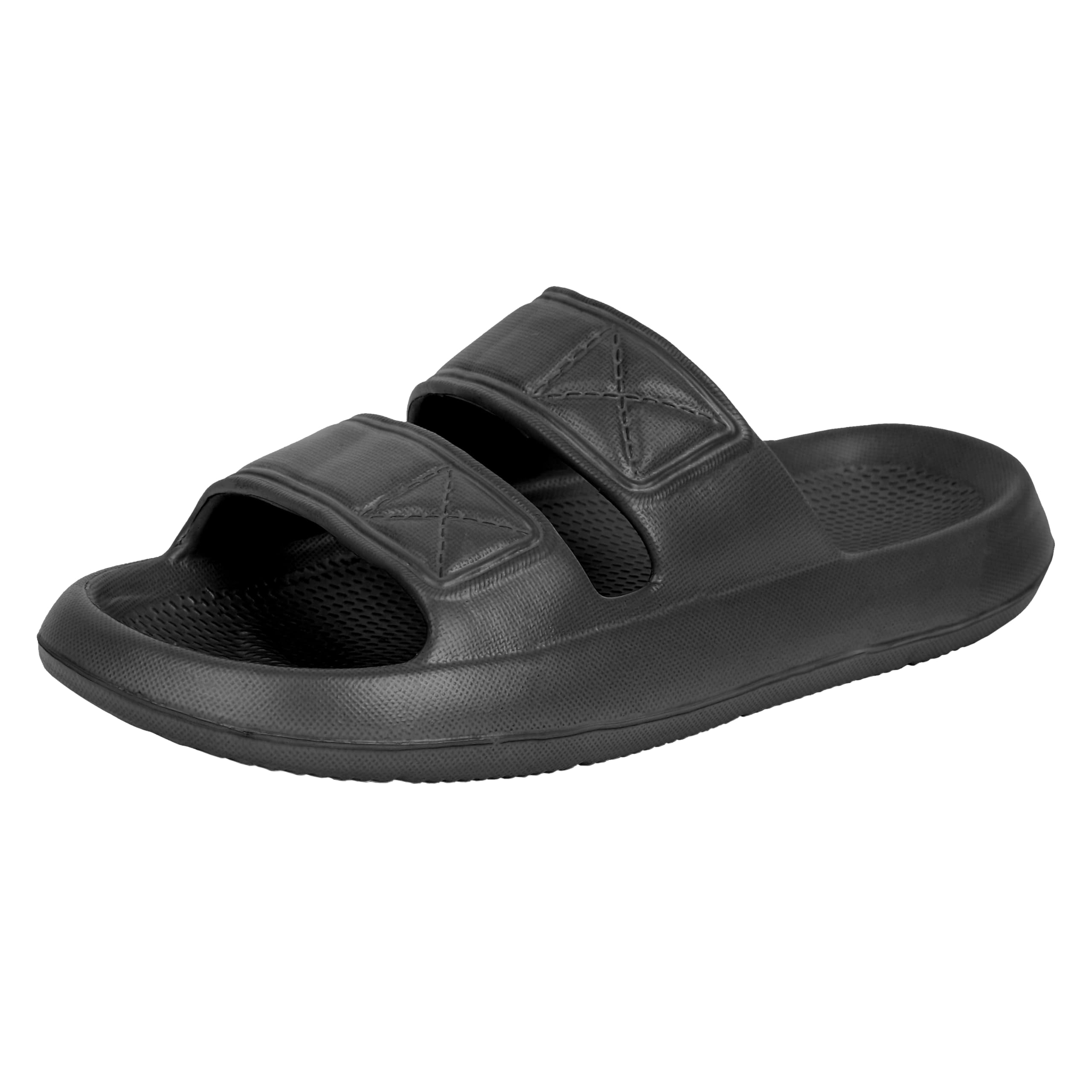 Keneye DOUBLE STRAPS Men's Soft Slide Sandals - Comfortable Beach & Shower Slippers for Men, Breathable Quick-Dry Multicolor Slides - Perfect for Pool, Vacation, Gym, and Indoor Use