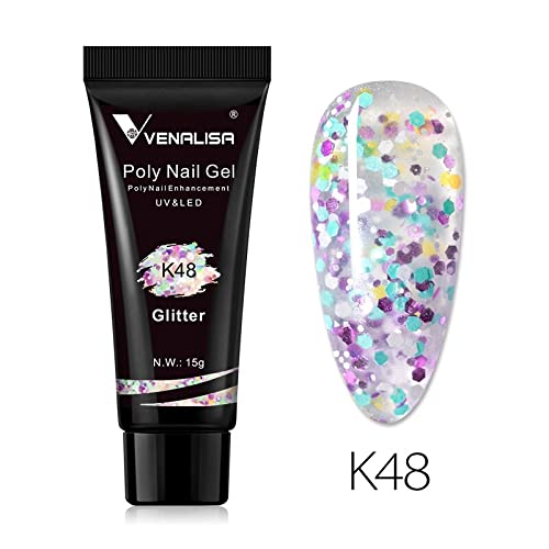 Venalisa Poly Builder Gel - 15g Professional Nail Extension Gel for Strong & Natural-Looking Acrylic Nails (K48) | Perfect for Salon, DIY Manicures & Nail Art Designs