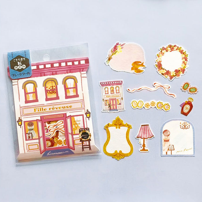 Boutique Flake Sticker Set - Kawaii Japanese Style Decals for Scrapbooking, Journals & DIY Crafts | Kotorimachi Shopping Street Inspired Designs