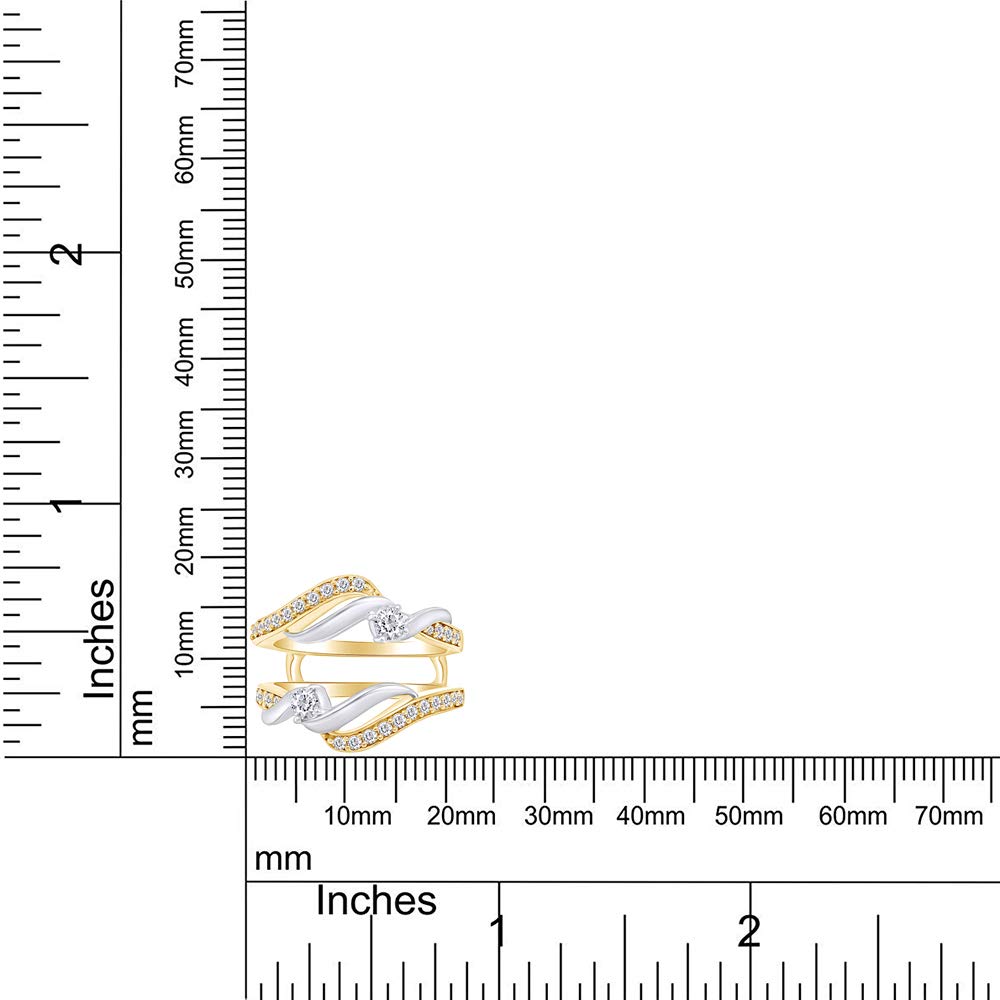 1/2 Carat Natural Diamond Two-Tone Wedding Band Ring Guard Enhancer in 14k Gold Over Sterling Silver (I-J Color, I2-I3 Clarity) - Perfect for Bridal Jewelry, Anniversary Gifts & Special Occasions