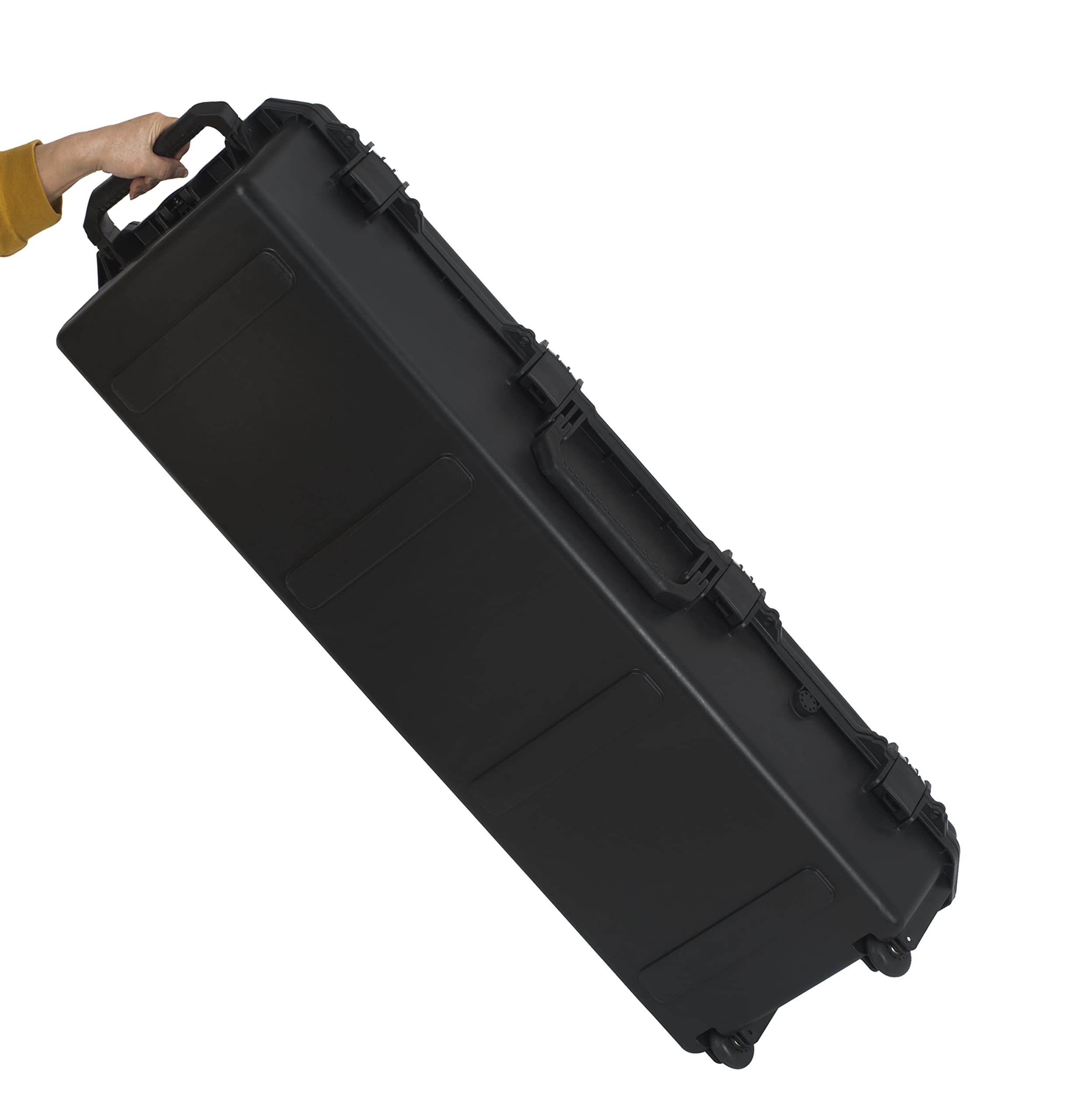 MEIJIA Premium Rolling Waterproof All Weather Hard Rifle Case with Wheels - Lightweight Durable Gun Storage with Customizable Foam Interior, Elegant Black Design | Perfect for Hunting, Shooting Range & Firearm Transport