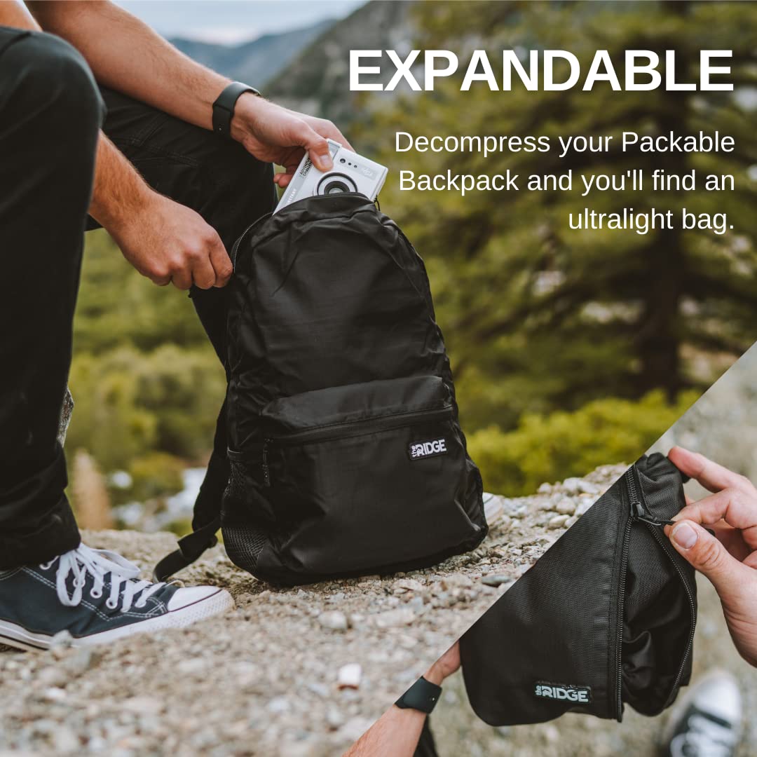 The Ridge Packable Backpack - 15L Lightweight Foldable Hiking Backpack for Men & Women | Water-Resistant Travel Daypack for Camping, Hiking, Commuting & Outdoor Adventures