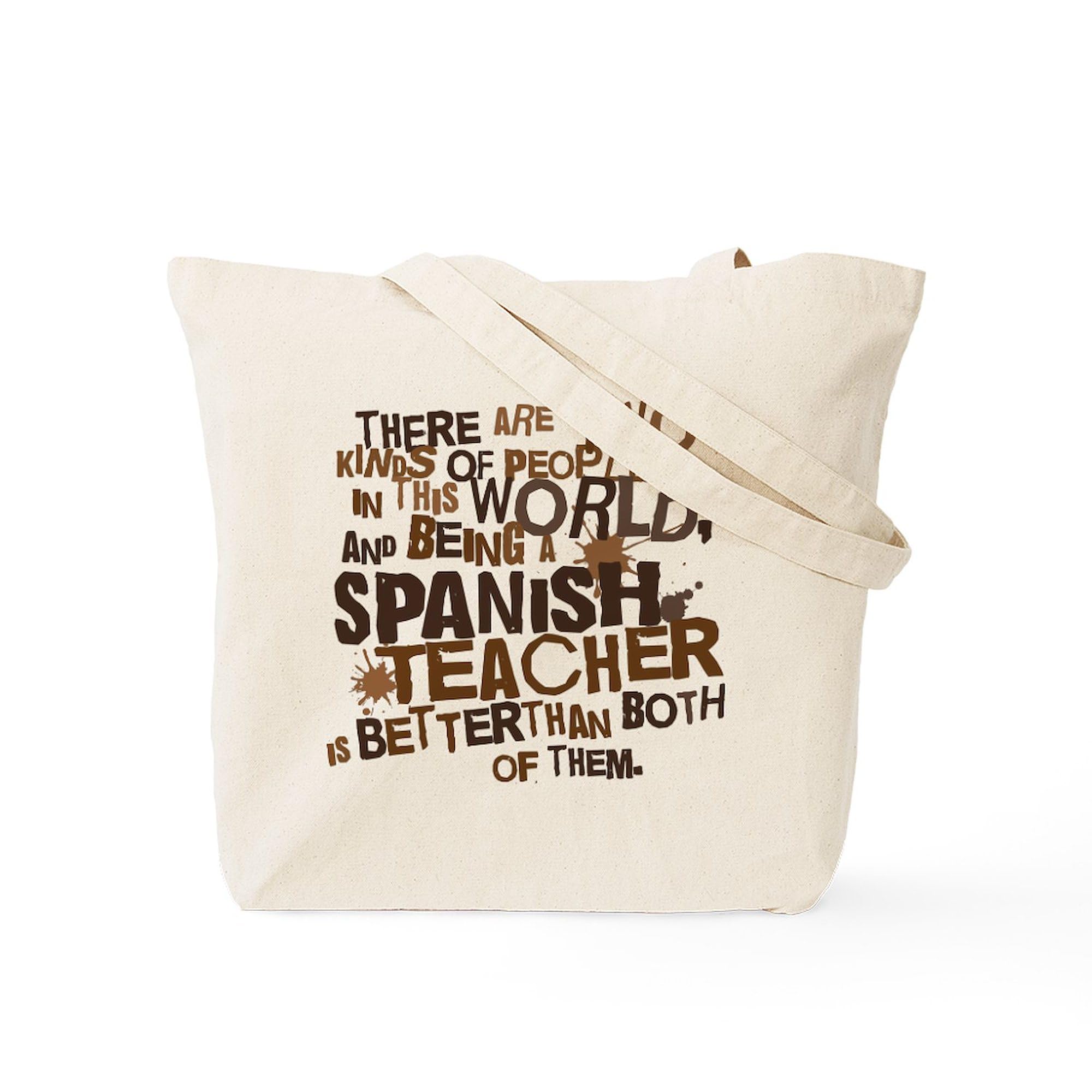Funny Spanish Teacher Gift Tote Bag - Natural Canvas Reusable Shopping Bag for School, Work & Groceries
