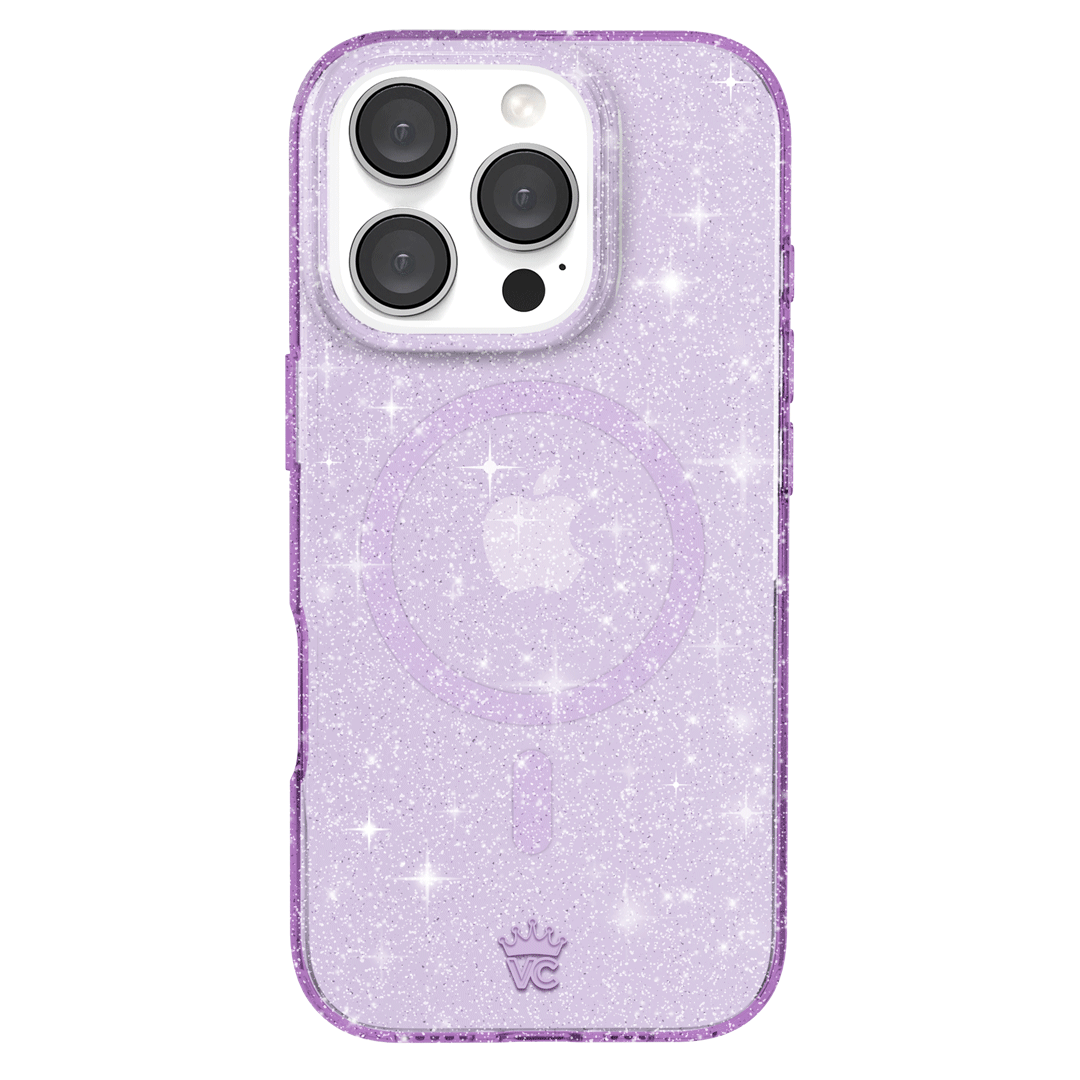 Lilac Stardust Glitter iPhone Case - Protective & Stylish Phone Cover for iPhone 13/14/15 - Perfect for Parties, Festivals & Everyday Use
