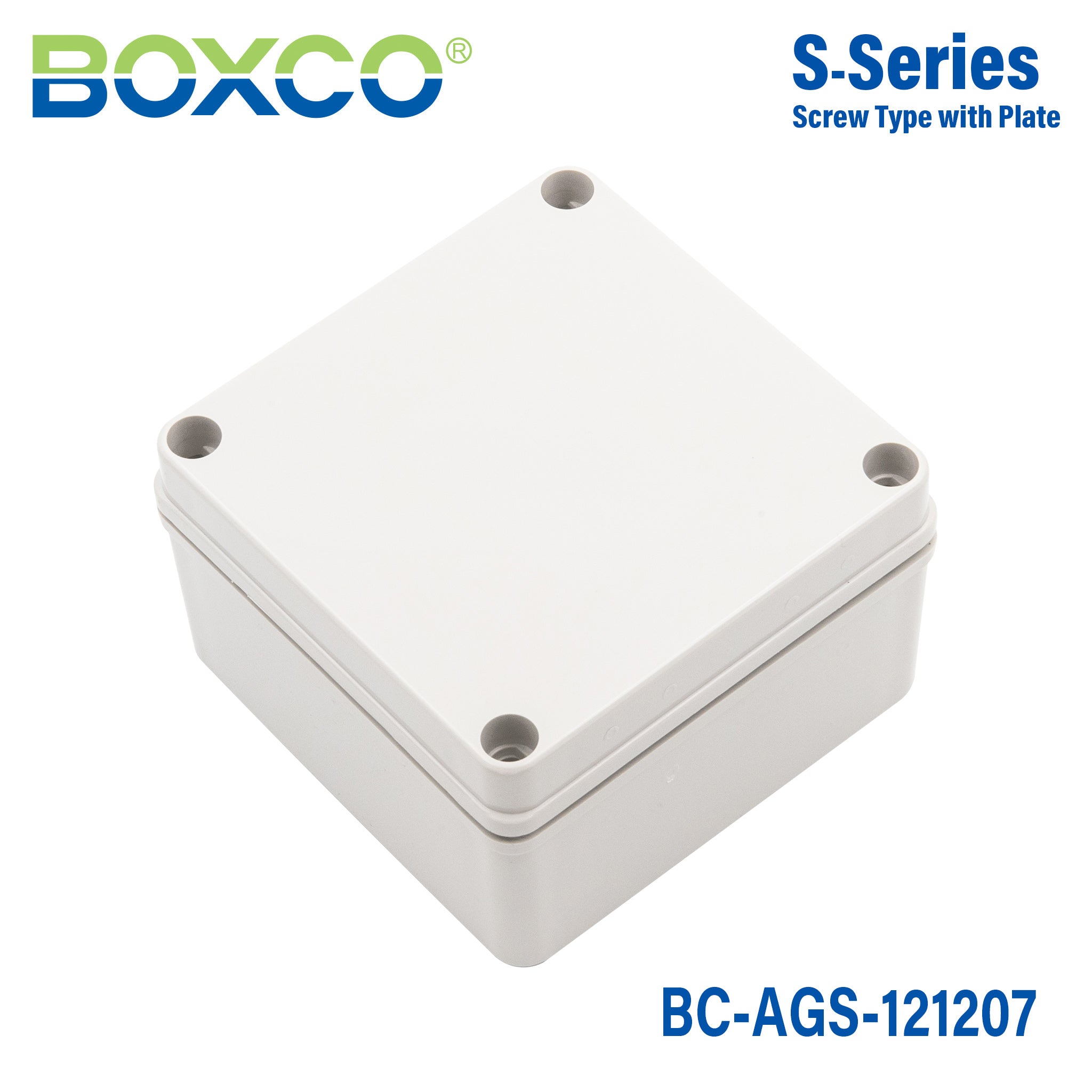 Boxco S Series 4.92 x 4.92 x 2.95 Inches (125x125x75mm) Waterproof Plastic Enclosure - IP67 Rated, IK08 Impact Resistant, ABS Material with Grey Screw-On Cover - Ideal for Outdoor Electronics, Industrial Equipment & Electrical Component Protection