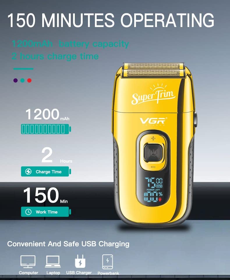 Rechargeable Electric Razor for Men - Wet & Dry Shaver with Beard Trimmer & Hair Clipper - Perfect for Travel, Home, and Gym Use
