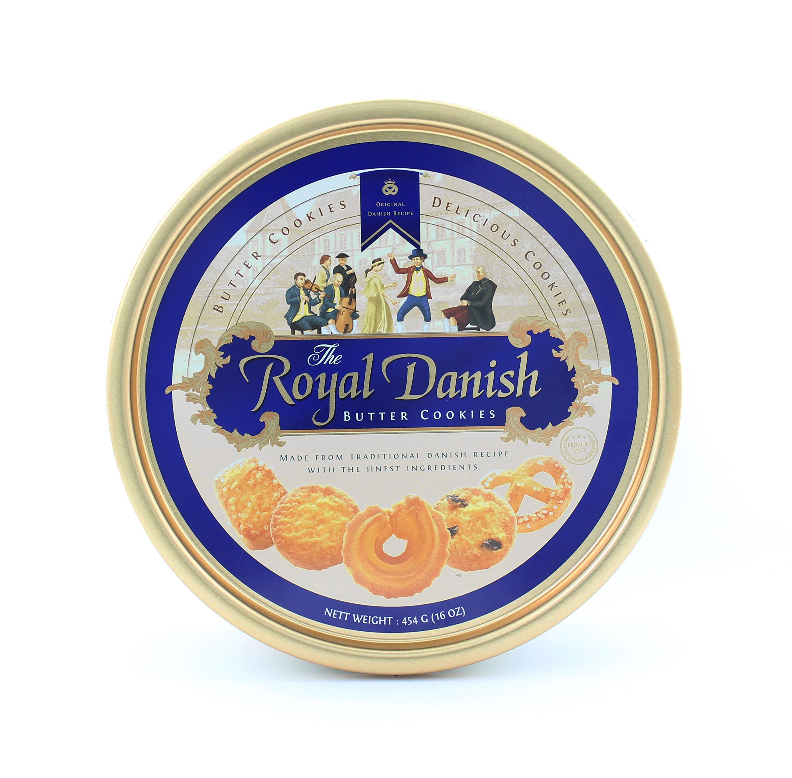 Premium Danish Butter Cookies in Festive Tin - 16 oz (Pack of 12) | Gourmet Holiday Gift, Tea Time Treat & Party Dessert for Christmas, Birthdays & Special Occasions