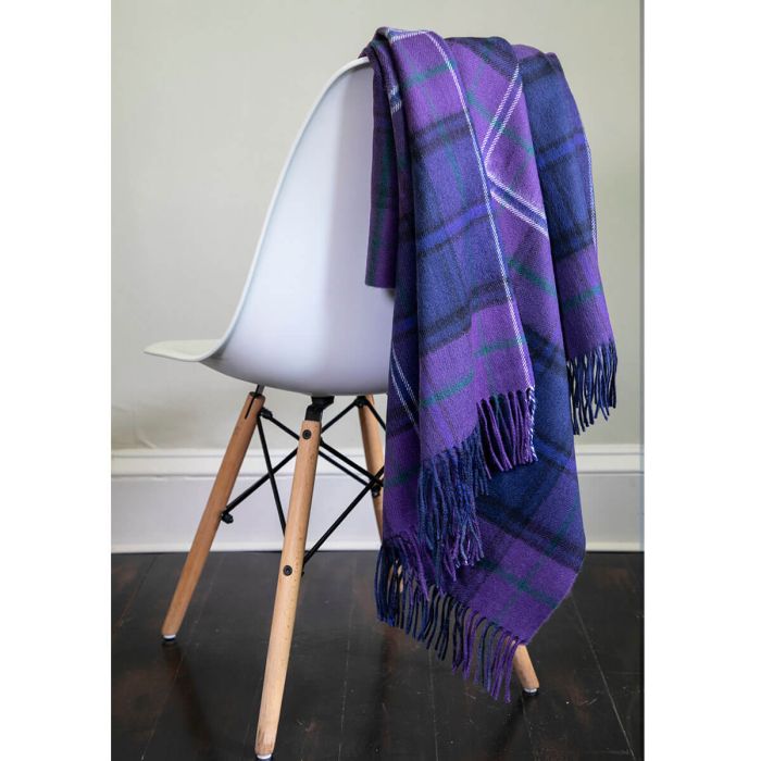 Scotland Forever Tartan Lambswool Blanket - Soft & Warm Plaid Throw for Home, Couch, and Travel - Perfect for Winter, Camping, and Gifts