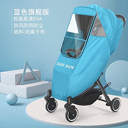 Waterproof Baby Stroller Rain Cover - Transparent Windproof & Dust Shield for Universal Prams & Carriages (Blue) | Perfect for Outdoor Walks, Travel & Inclement Weather Protection