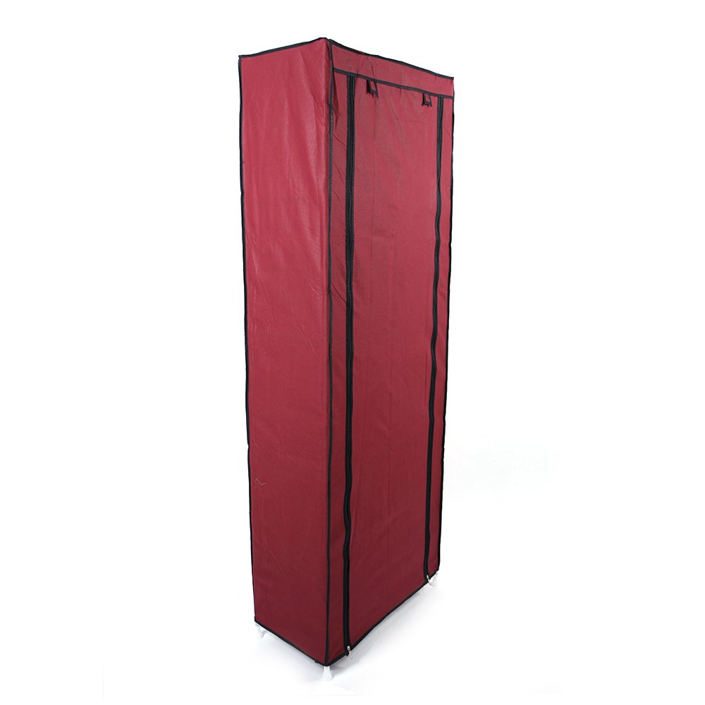 9-Tier Non-Woven Fabric Shoe Rack Organizer - Large Capacity Space-Saving Shoe Storage with Dustproof Cover & Side Pockets (Wine Red) - Perfect for Closet, Entryway, and Bedroom Organization