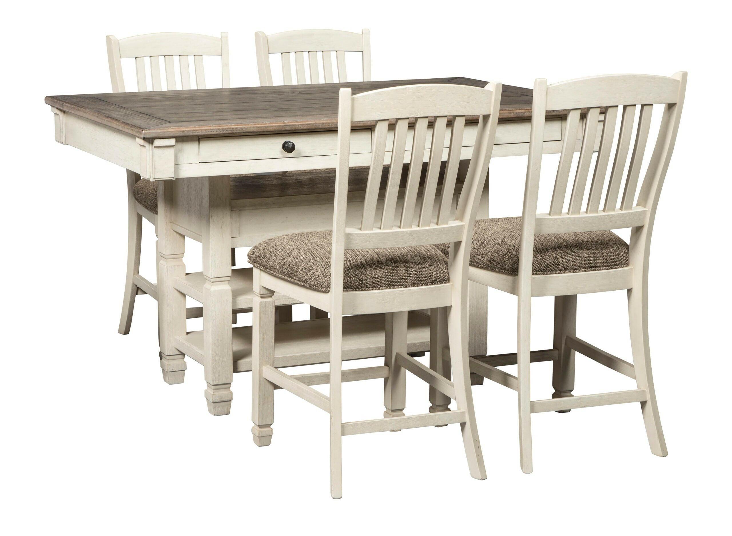 Bolanburg Dining Table Set with 4 Chairs - Modern Kitchen & Dining Room Furniture for Family Meals & Entertaining Guests - Model D647 124/32