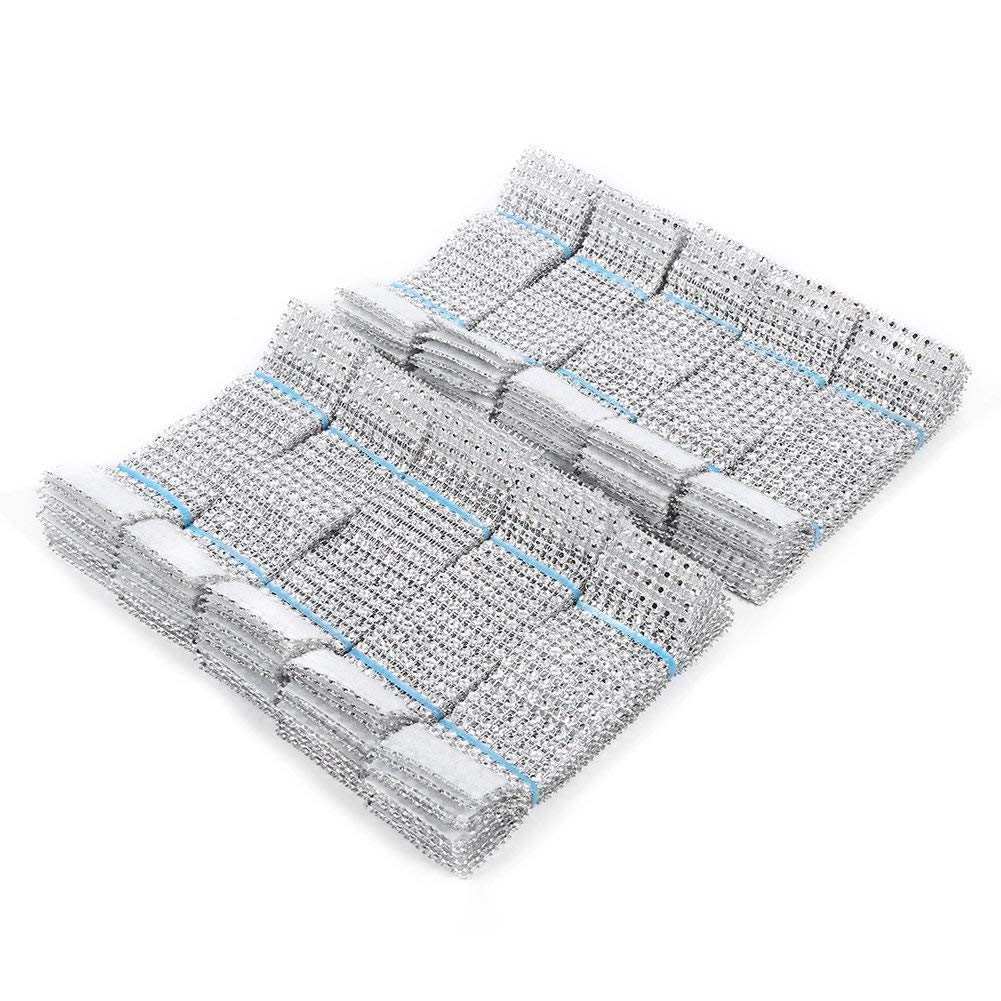 100Pcs Silver Plastic Chair Sash Rings with Diamond Mesh Design - Easy Closure Napkin Rings Holder for Wedding, Party, Birthday & Anniversary Decorations - Perfect for Table Setting, Gift Wrapping and Event Styling
