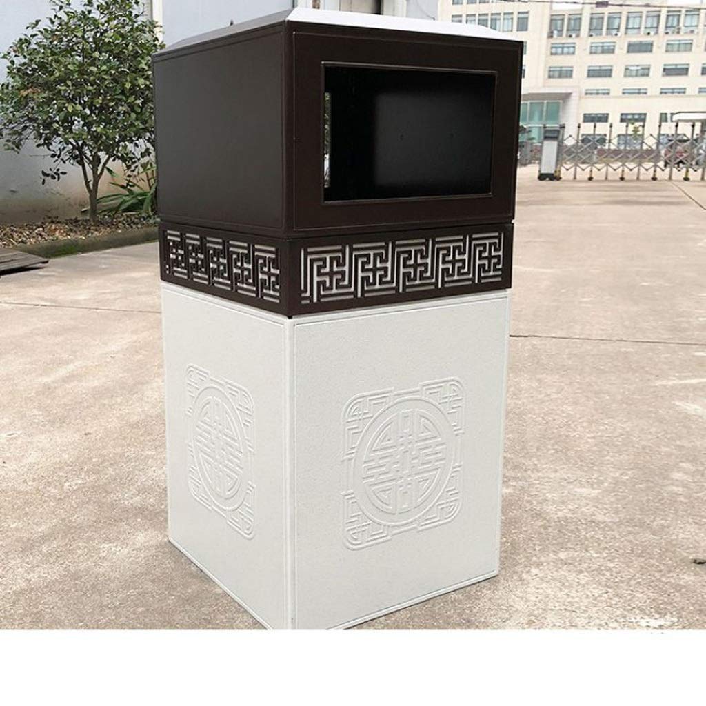 Premium Cast Aluminum Recycling Bin - Imitation Marble Trash Can with Sorting Organizer for Kitchen, Hotel & Patio | Eco-Friendly Waste Container (Coffee & White) - Perfect for Home, Office & Outdoor Waste Management