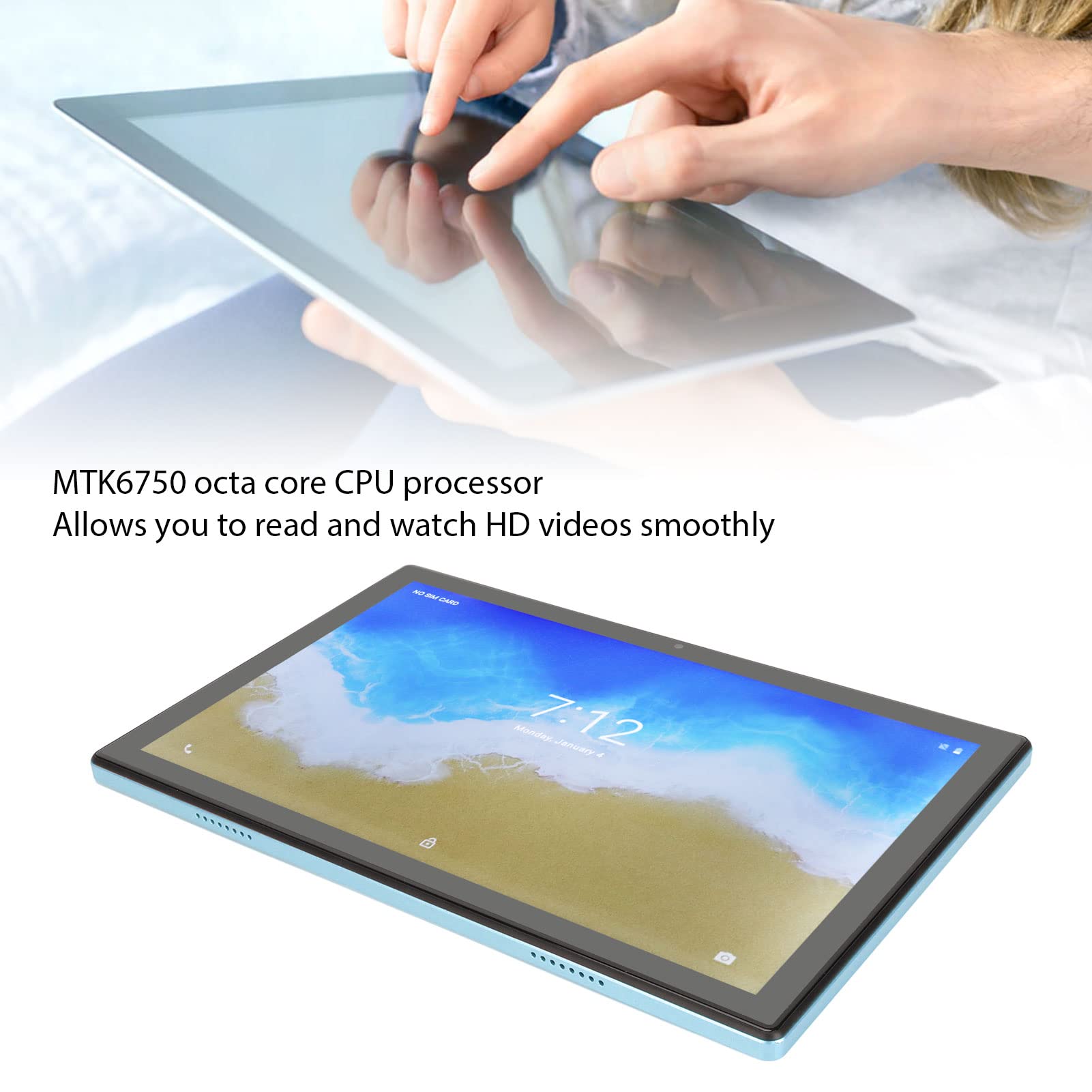 TOPINCN 10.1 Inch Android Tablet - Octa Core CPU, 100-240V EU Plug, Blue - Perfect for Work, Study & Entertainment