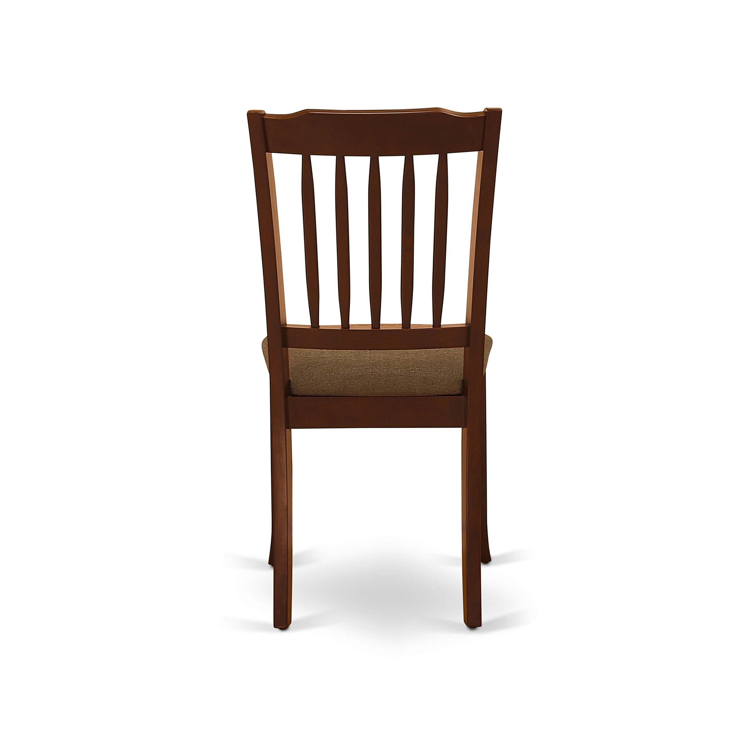 East West Furniture DMDA5-MAH-C 5-Piece Modern Mahogany Dining Set with Round Drop-Leaf Table & 4 Linen Upholstered Chairs, 42x42 Inch - Perfect for Small Spaces, Kitchen Nooks & Cozy Family Meals