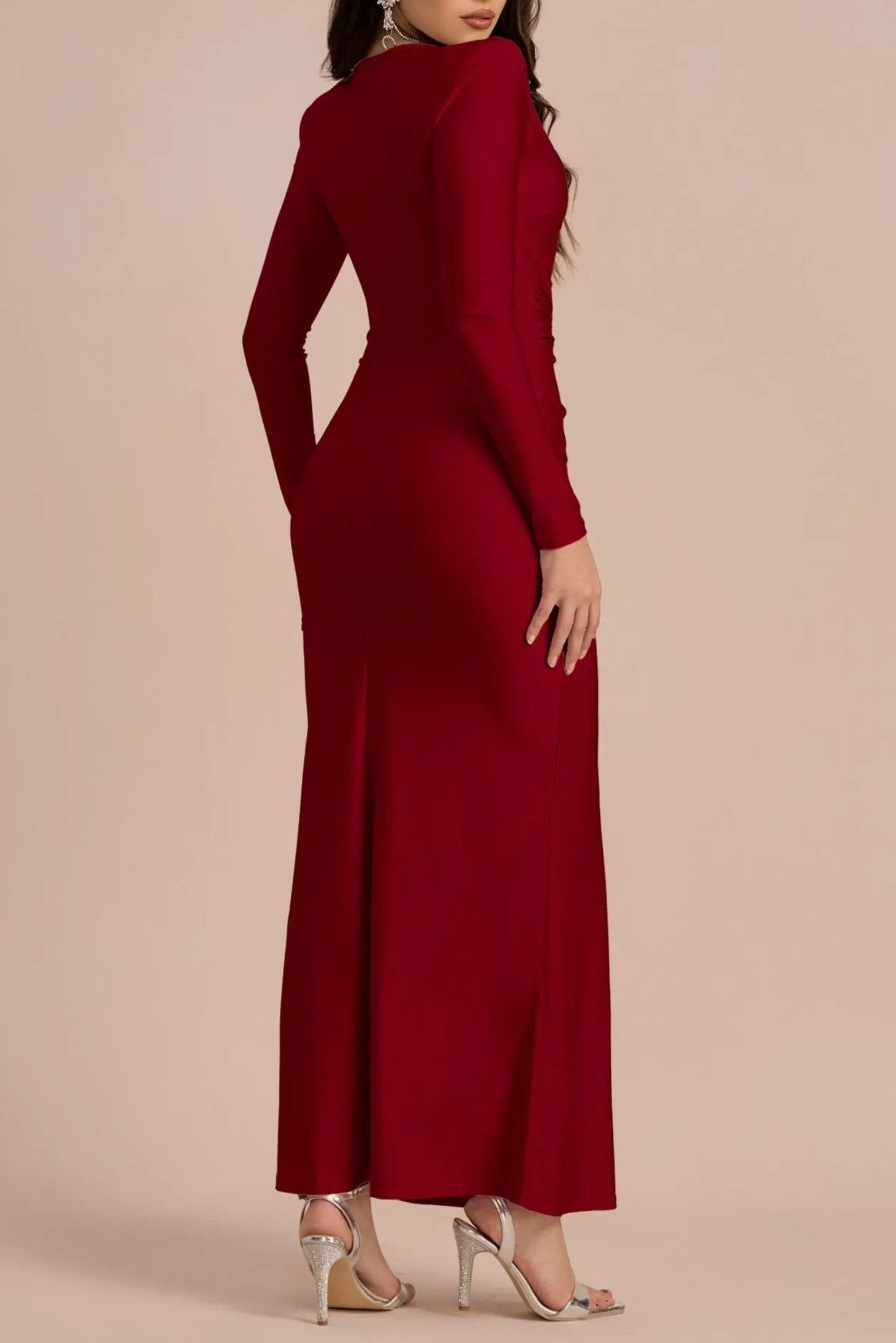 Amanda Long Sleeve Twist Front Maxi Dress - Elegant Women's Formal & Casual Dress for Parties, Weddings & Everyday Wear