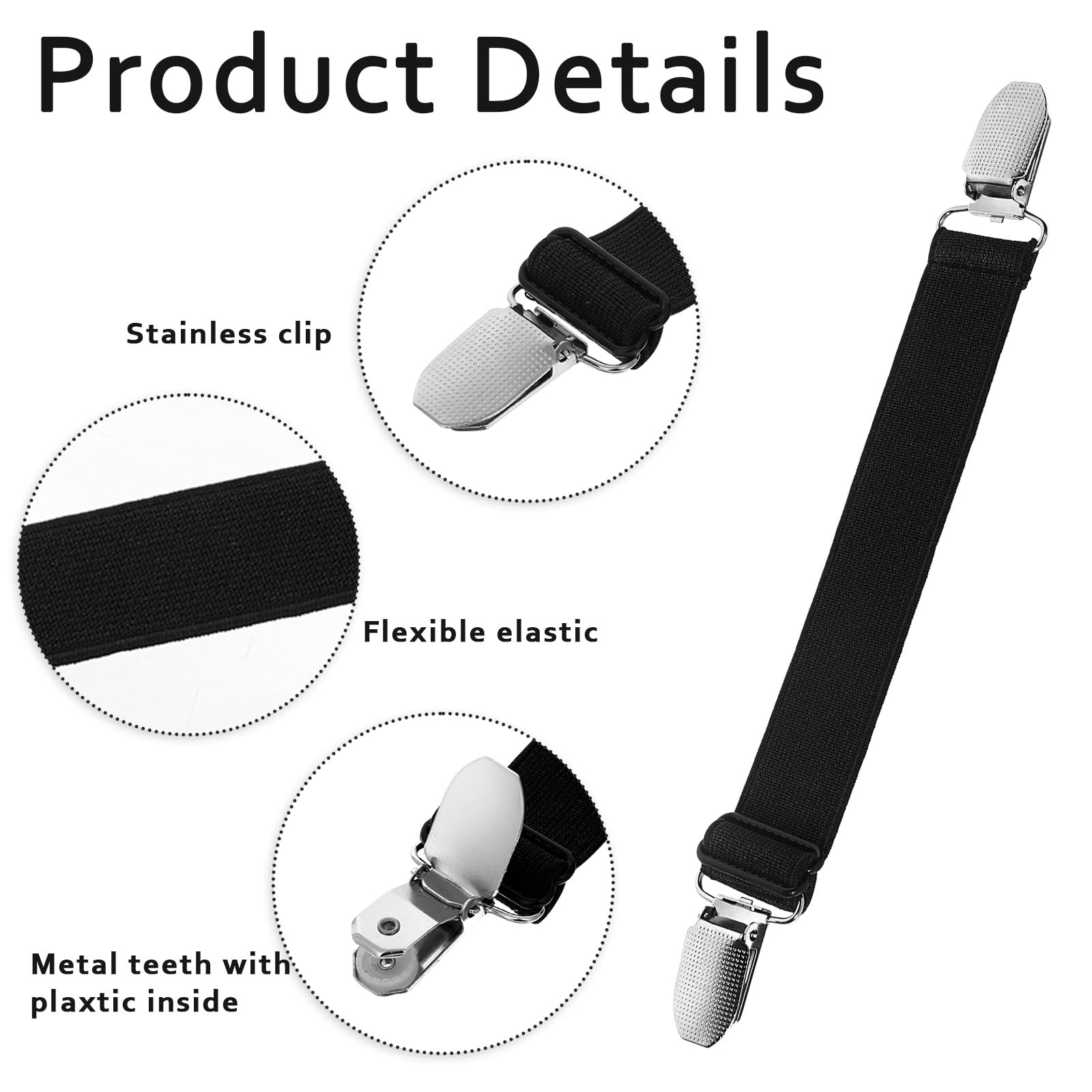 6 Pcs Adjustable Elastic Pant Clips - Waist Cinch Clips for Jeans & Pants - Clothing Accessories for Women & Men - Perfect for Tailoring, DIY Fashion & Securing Loose Clothing