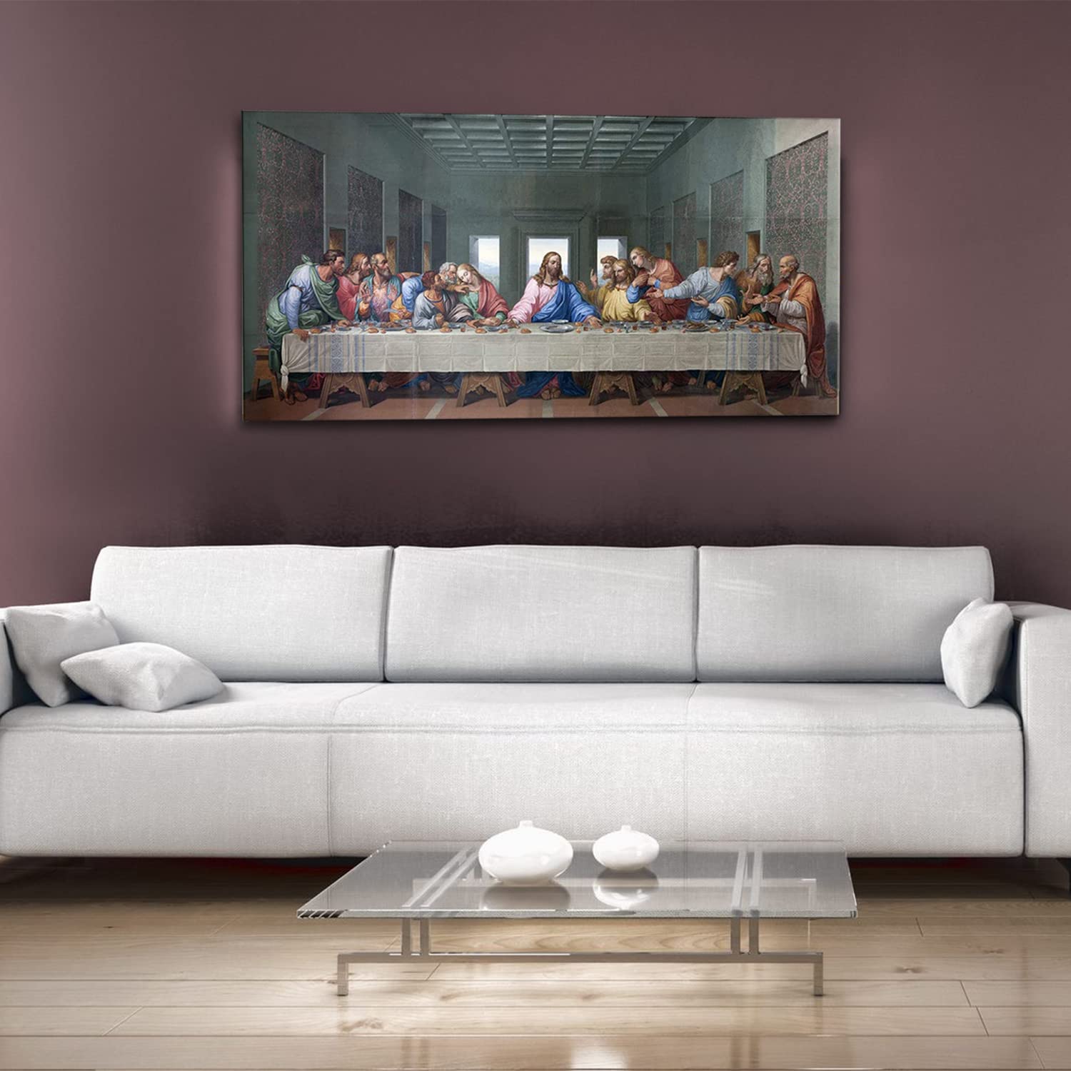 Jesus Christ Canvas Wall Art - The Last Supper by Leonardo Da Vinci, Famous Religious Painting Reproduction, Large Stretched Canvas for Dining Room, Kitchen & Living Room Decor - Perfect for Home, Church and Office Wall Decor