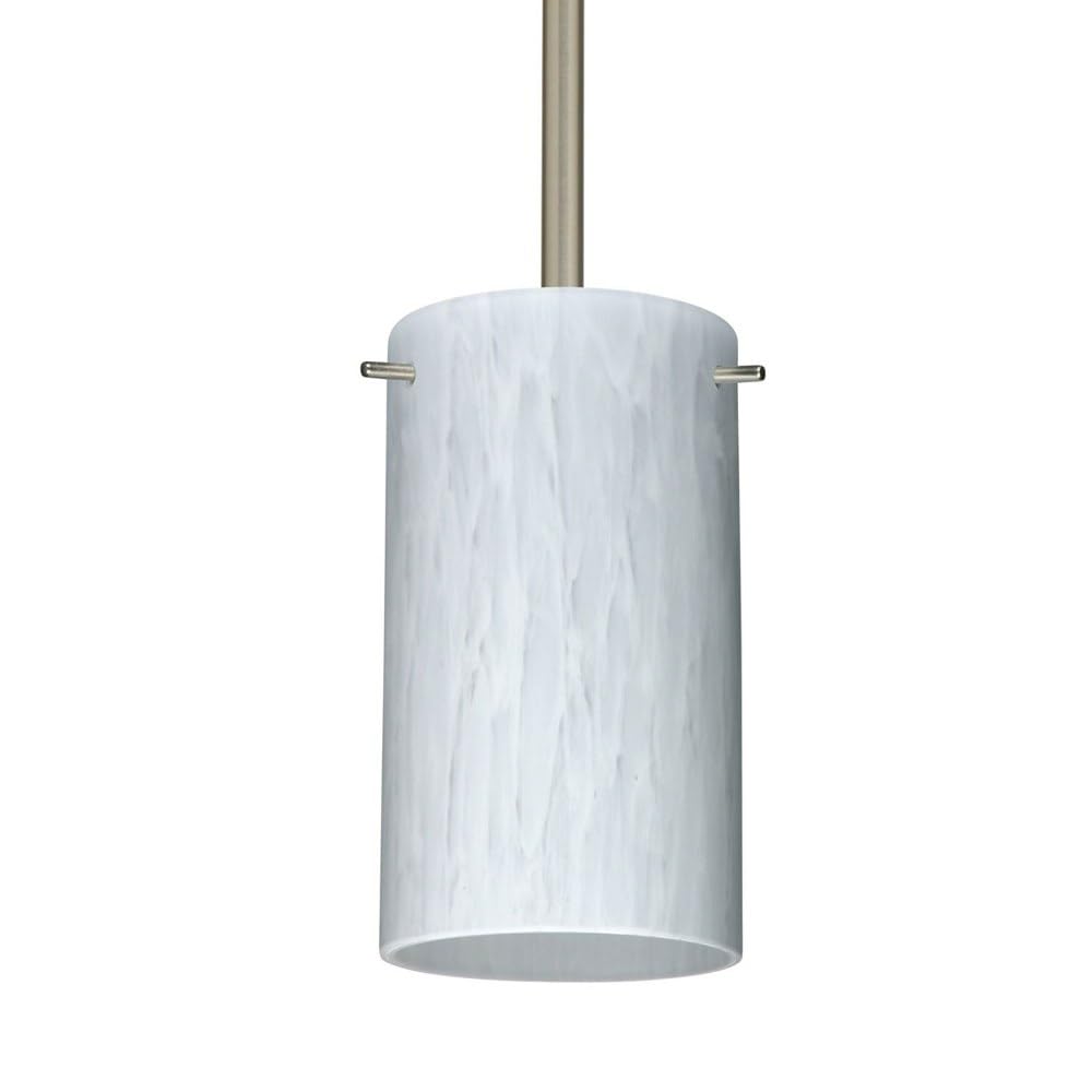 Besa Stilo 7 Pendant Light Fixture - 1TT Carrera Satin Nickel Finish with 6W GU24 LED Bulb | Modern Lighting for Dining Room, Kitchen Island & Bedroom