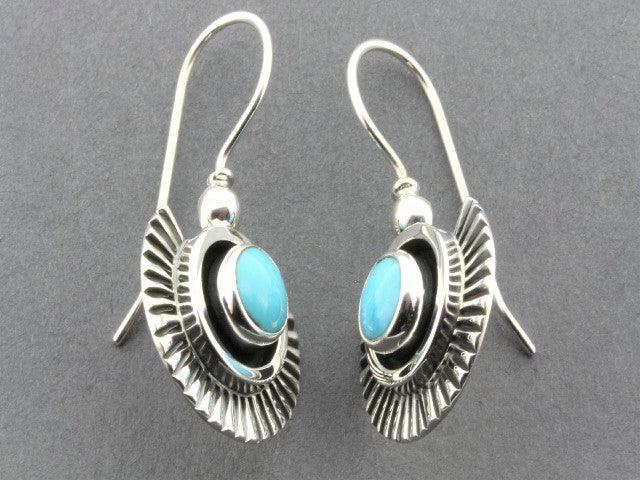 Turquoise Fan Earrings for Women - Boho Chic Dangle Jewelry for Parties, Weddings & Festivals