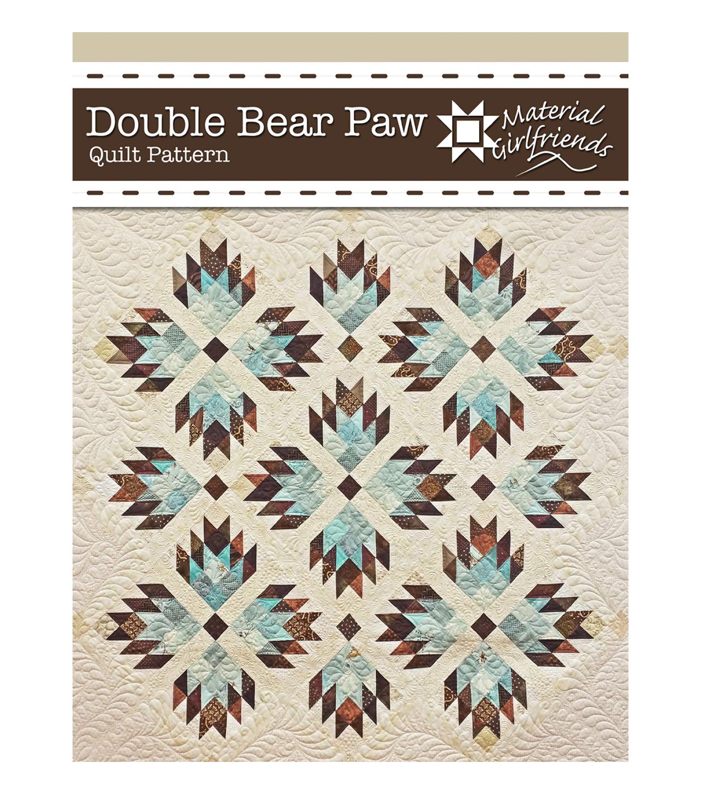 Material Girlfriends Quilt Pattern - Double Bear Paw Design with Instructions for 4 Project Sizes | Perfect for DIY Quilting, Home Decor, and Handmade Gifts