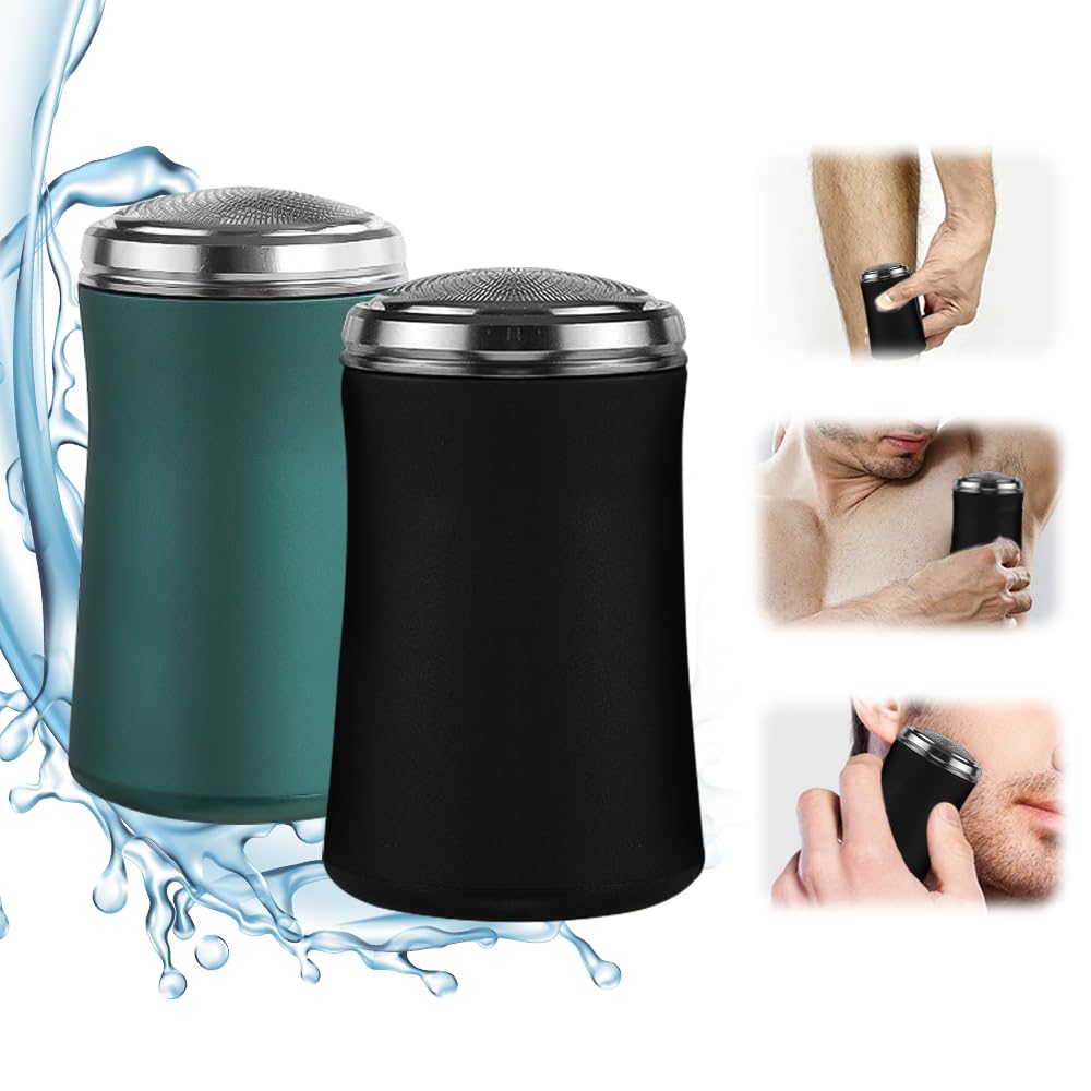 Mini Electric Shaver for Men & Women - Portable Travel Shaver with USB Rechargeable & Waterproof Design - Pocket Size Washable Electric Razor Trimmer (2 Pack) - Perfect for Home, Travel, Gym & On-the-Go Grooming