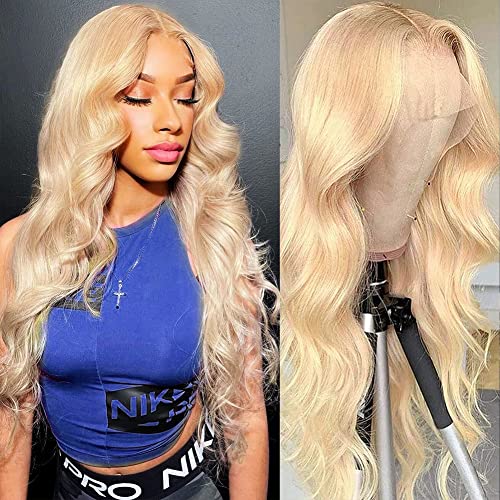 613 Blonde Lace Front Human Hair Wig - 13x4 HD Lace Frontal with Baby Hair | 18 Inch Body Wave 150 Density Pre-Plucked Wig for Black Women | Perfect for Daily Wear, Cosplay & Special Occasions