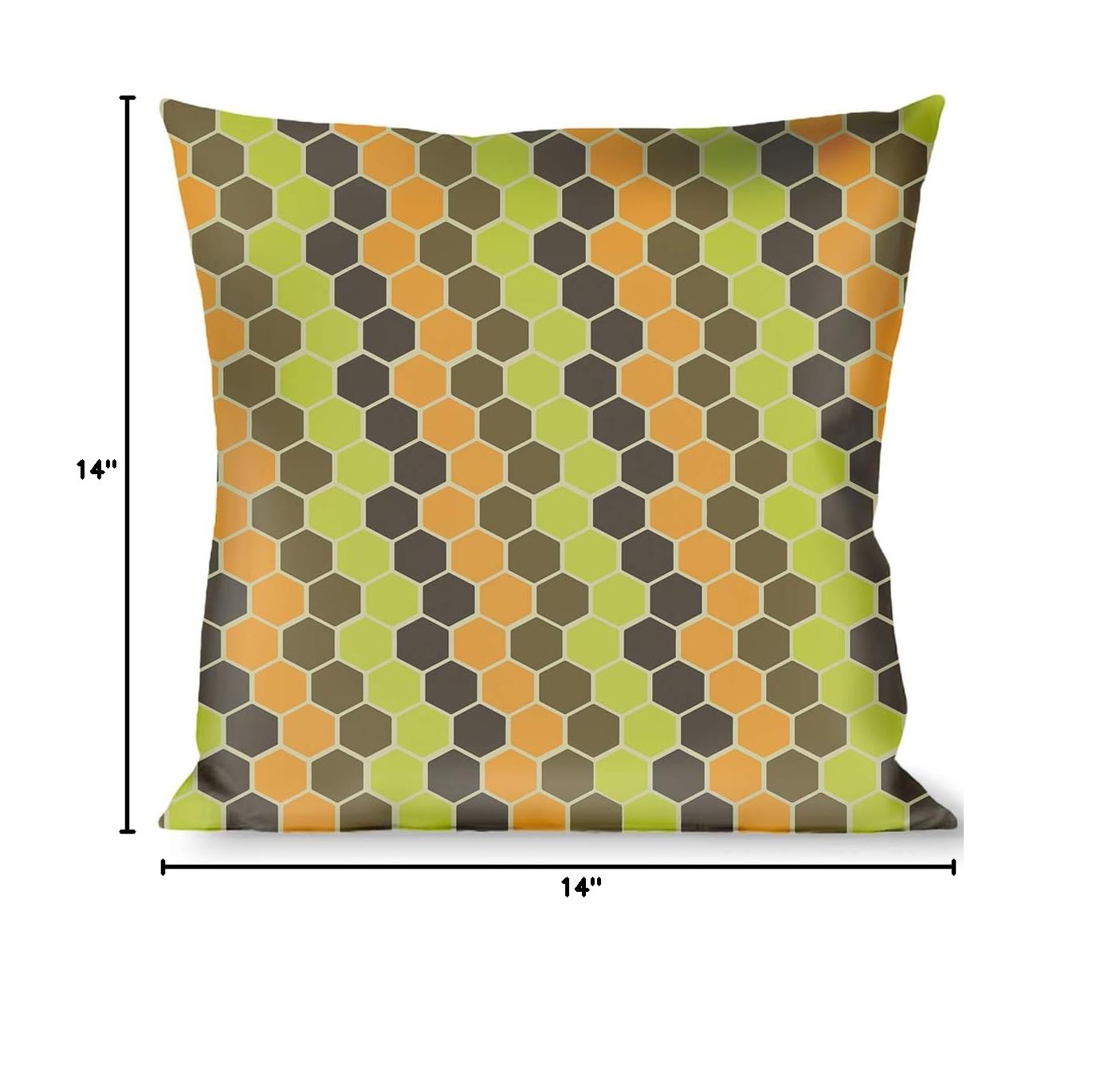 Honeycomb Pattern Decorative Throw Pillow Cover - Green and Orange Geometric Design for Sofa, Bed, Couch & Home Decor