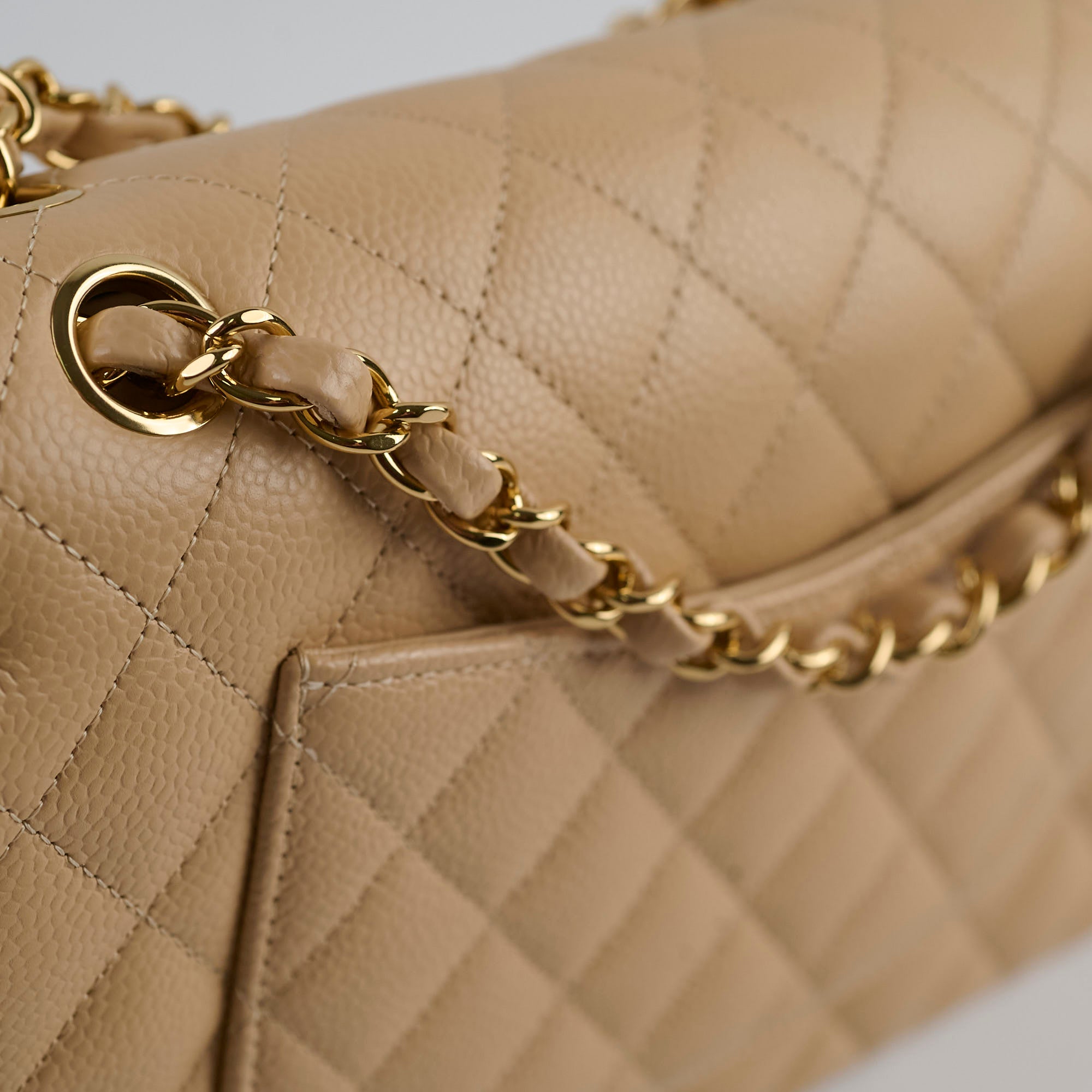 Chanel Classic Double Flap Bag in Caviar Leather Beige Gold Hardware - Timeless Luxury Handbag for Women, Perfect for Work, Evening Events & Special Occasions