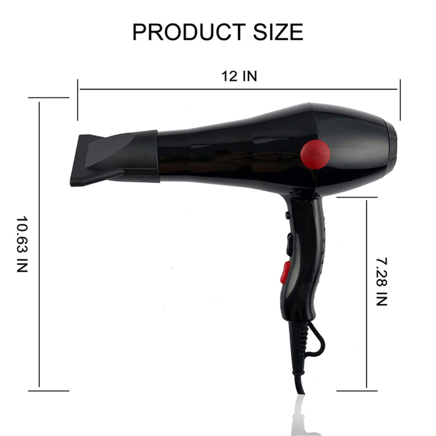 Professional Hair Dryer with Hot & Cold Settings - Thin Styling Nozzle & Diffuser for Women & Men | Fast Blow Dry for Salon-Quality Results at Home | Perfect for Daily Styling, Travel & Salon Use