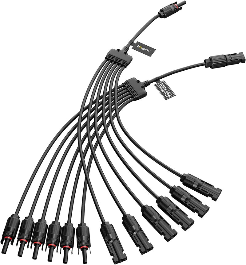 BougeRV Solar Y Connector - 6 to 1 Parallel Cable for Solar Panels | Extra Long Weatherproof MC4 Connectors | Ideal for RV, Off-Grid & Home Solar Systems