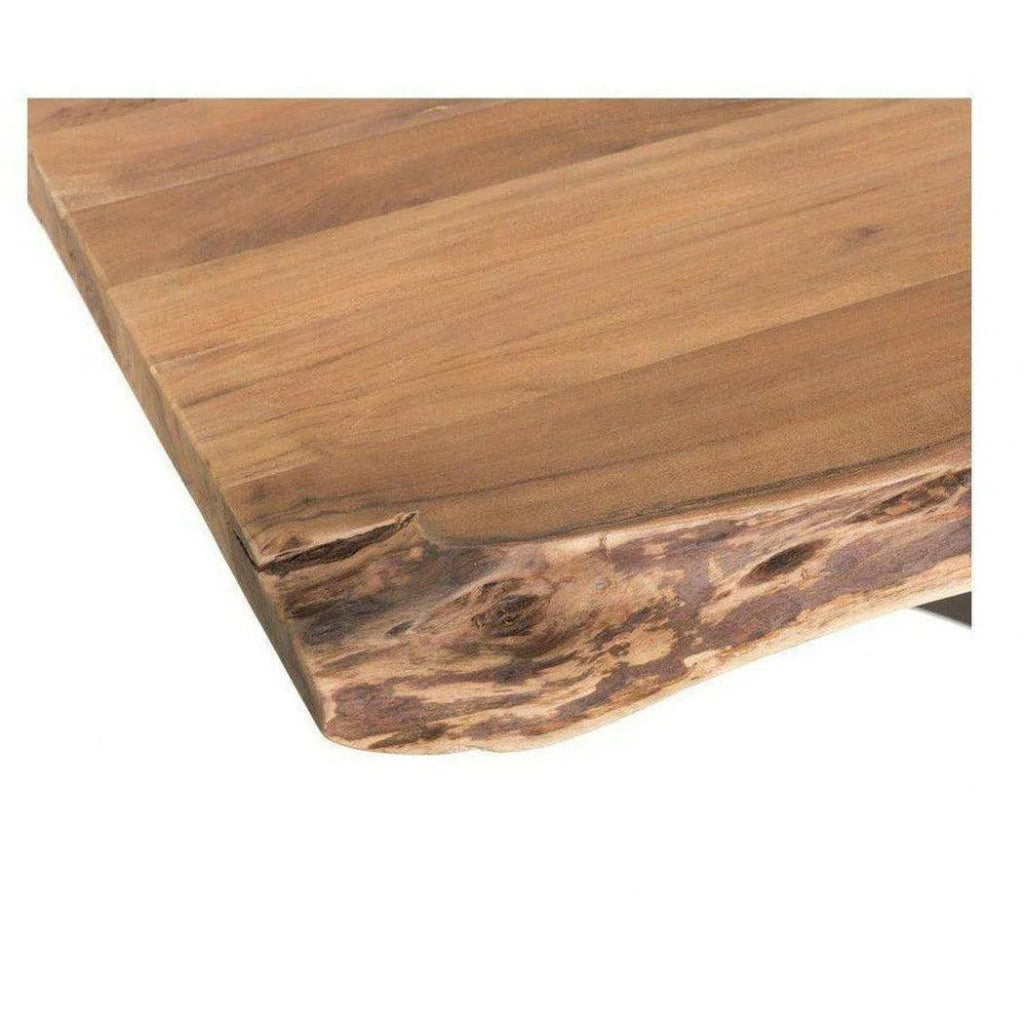 76 Inch Live Edge Wooden Dining Bench - Rustic Industrial Style Solid Wood Table Bench for Kitchen, Dining Room, and Outdoor Patio Use
