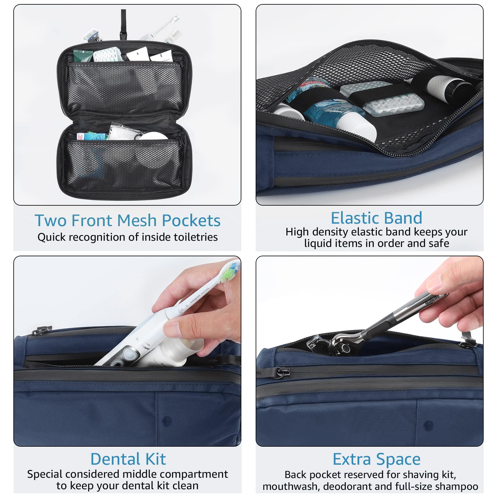 Purevave Compact Waterproof Travel Toiletry Bag for Men - Hanging Wash Pouch for Camping & Gym