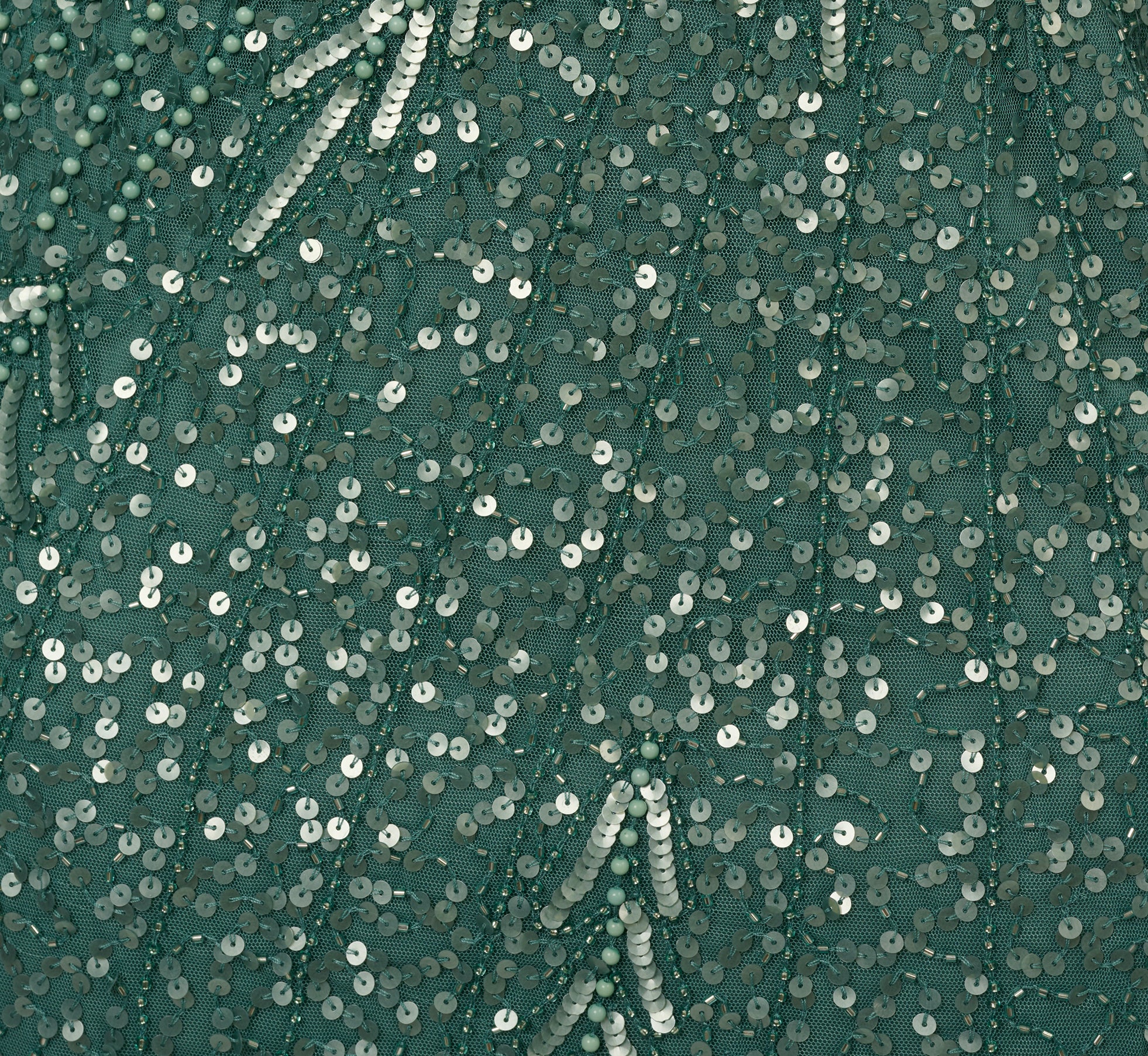 Elegant Long Sleeve Beaded Maxi Dress in Green Slate - Perfect for Evening Parties, Weddings & Special Occasions