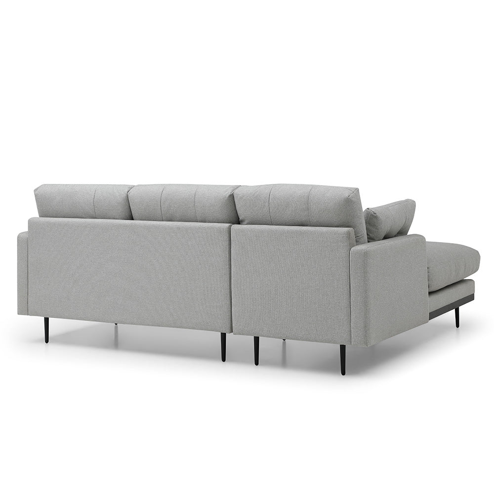 HAVANA 3-Seater Sofa with Left Chaise in Light Grey & Black - Modern Living Room Furniture for Small Spaces & Apartments