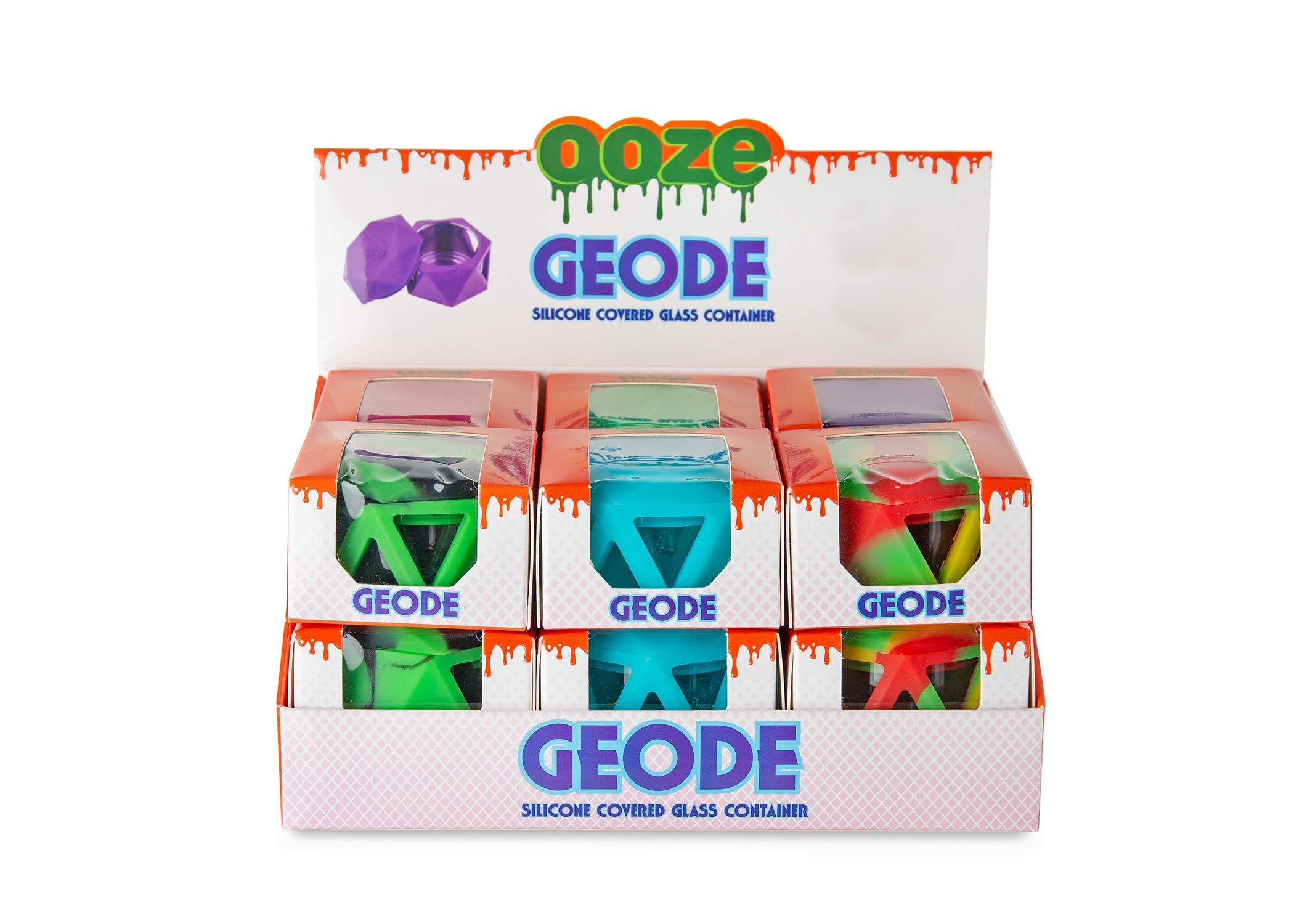 Ooze Geode Silicone Glass Wax Container Set - 10mL 12-Pack (1.6