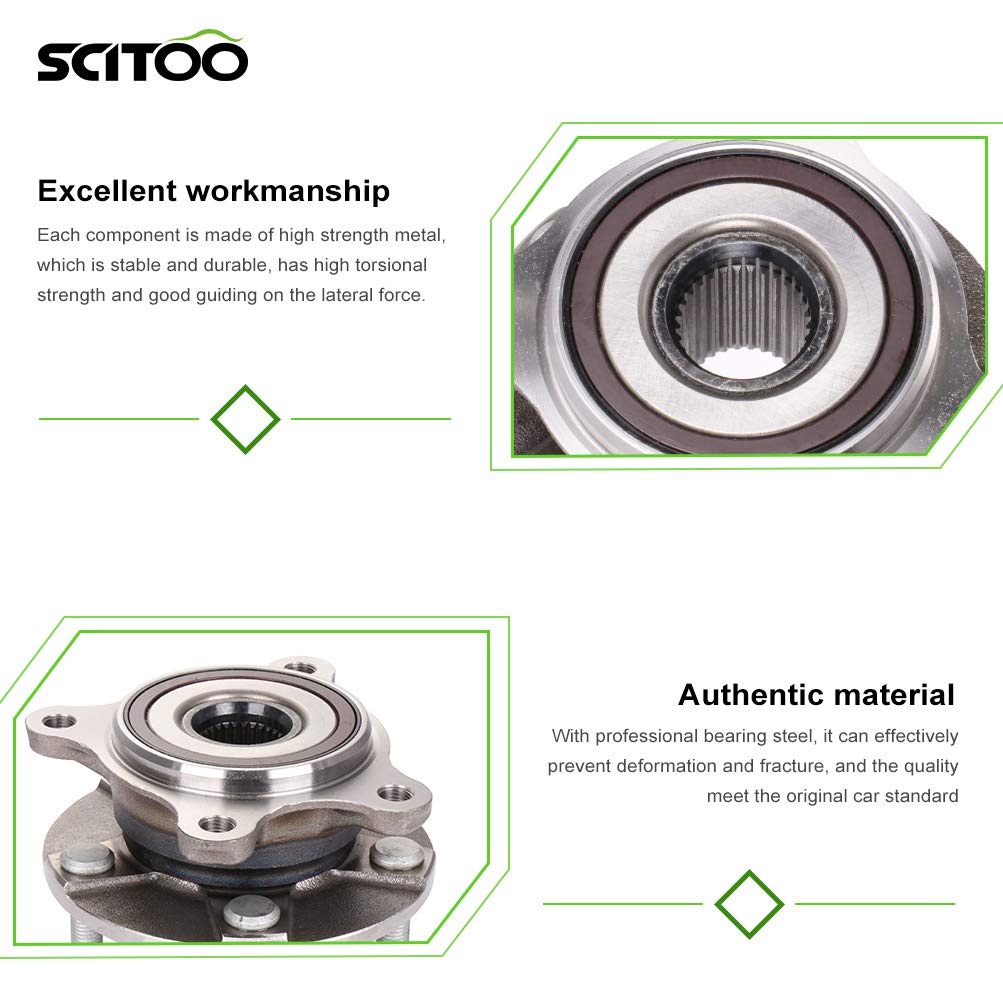 SCITOO Wheel Hub Bearing Compatible with 2016-2017 Lexus GS F, GS Turbo & GS200t - HA590140 Left Front 5-Bolt 2-Pad Replacement - Perfect for Smooth Rides & Performance Driving
