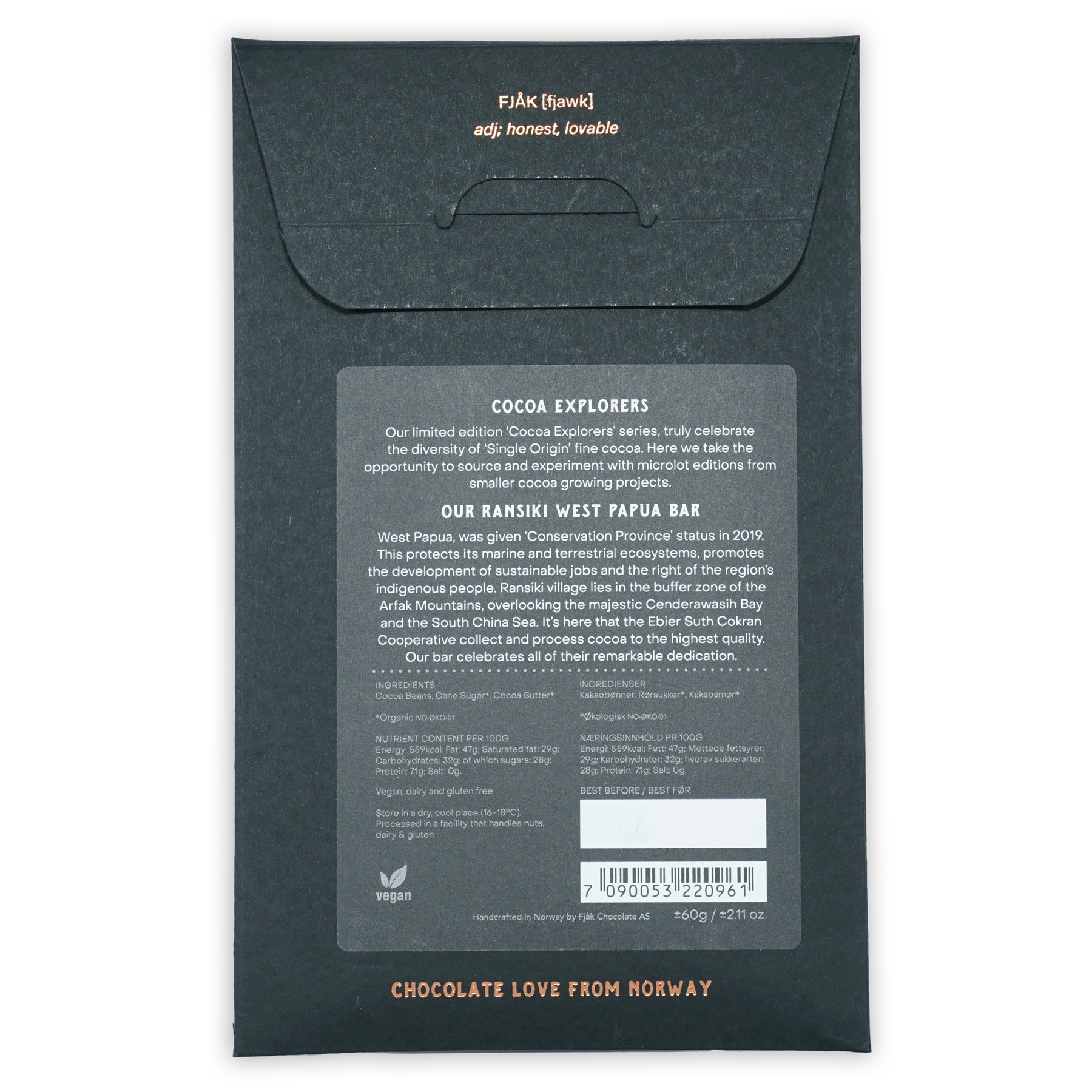 Premium Fj?k Dark West Papua 70% Cacao Chocolate Bar - Single Origin Microlot Limited Edition - Perfect for Gourmet Gifting & Artisan Dessert Pairing